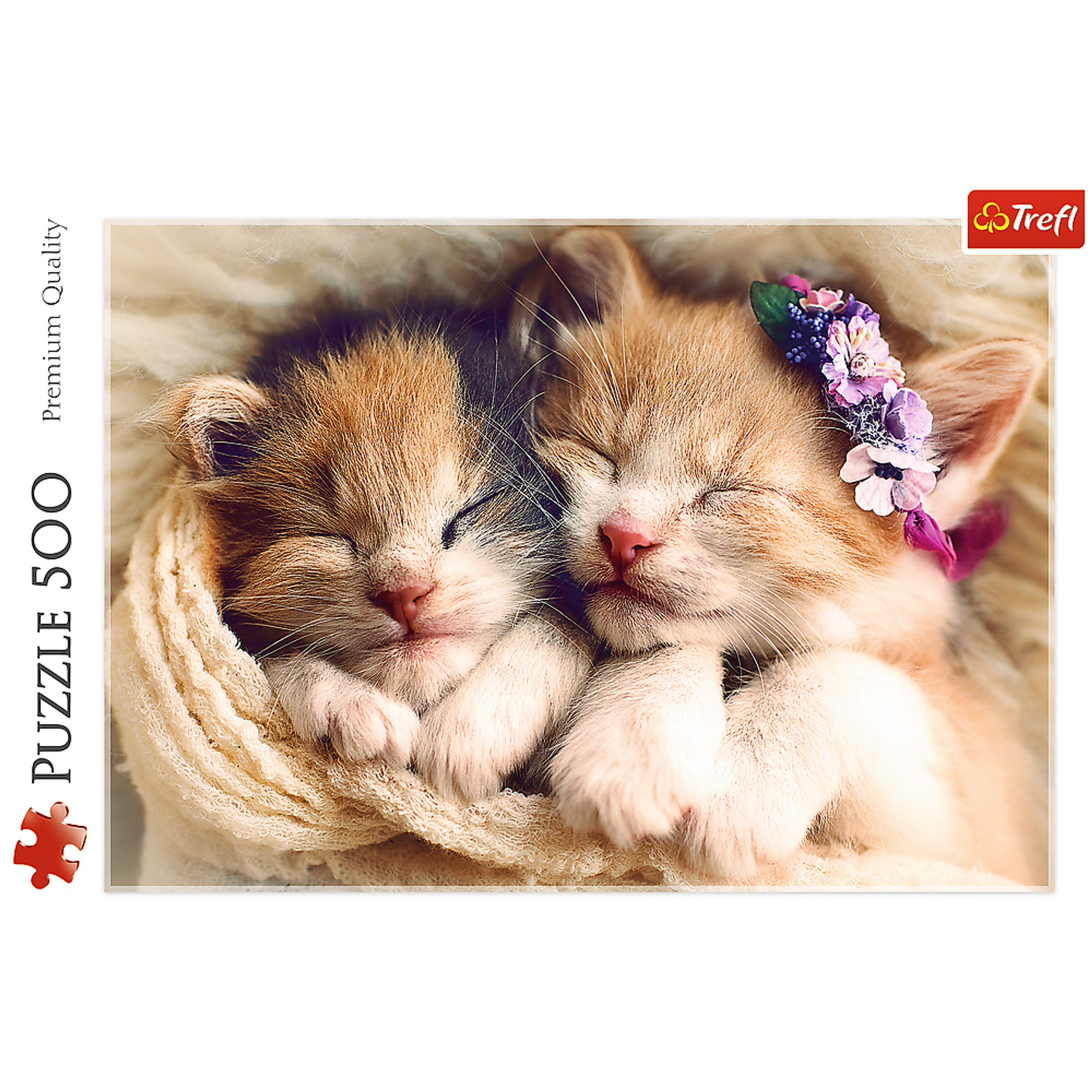 Jigsaw Puzzle 500 Piece Charming Sleeping Little Kittens Blue Cardboard 15.59 x 10.47 x 1.73 inches 1.27 lbs Assembled Size 18.90 x 13.39 inches