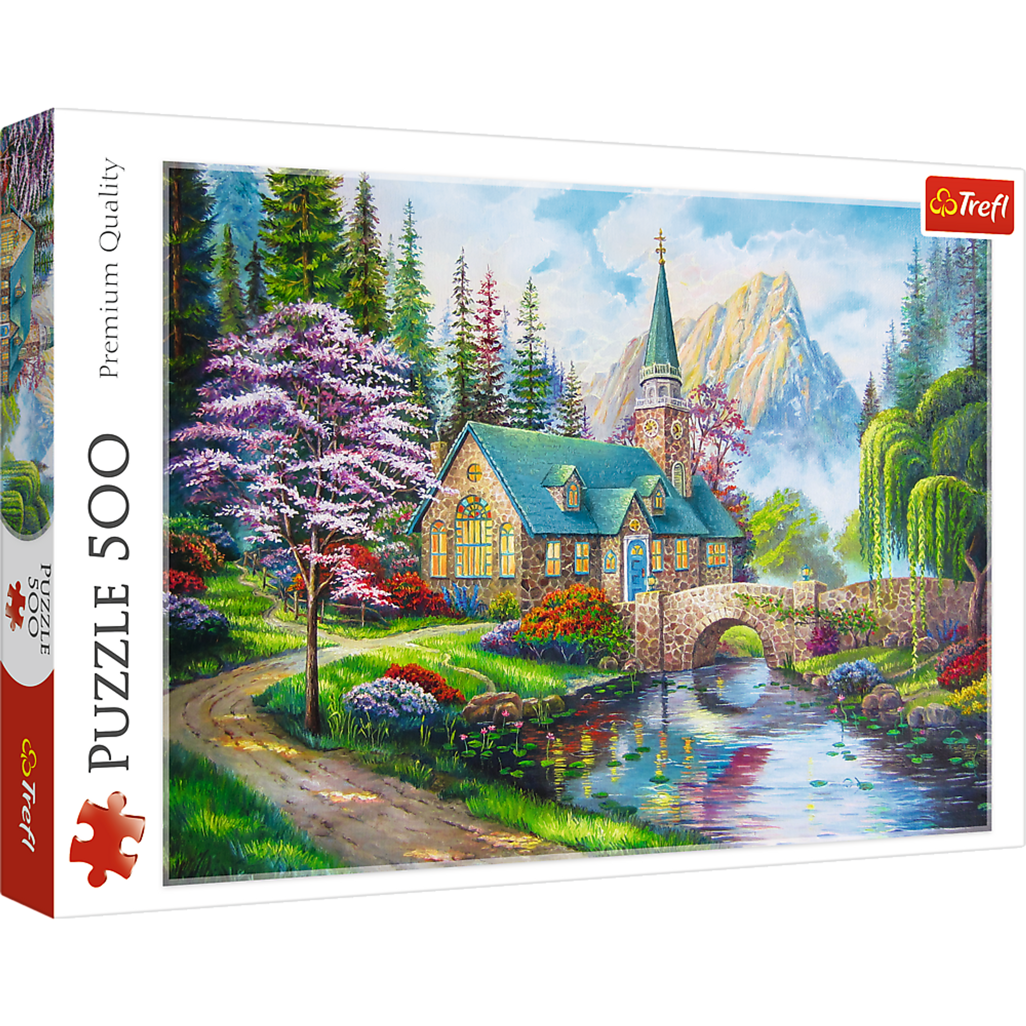 Jigsaw Puzzle 500 Piece Woodland Seclusion Blue Cardboard Interlocking Durable Dimensions 15.59 x 10.47 x 1.73 Assembled Size 18.90 x 13.39