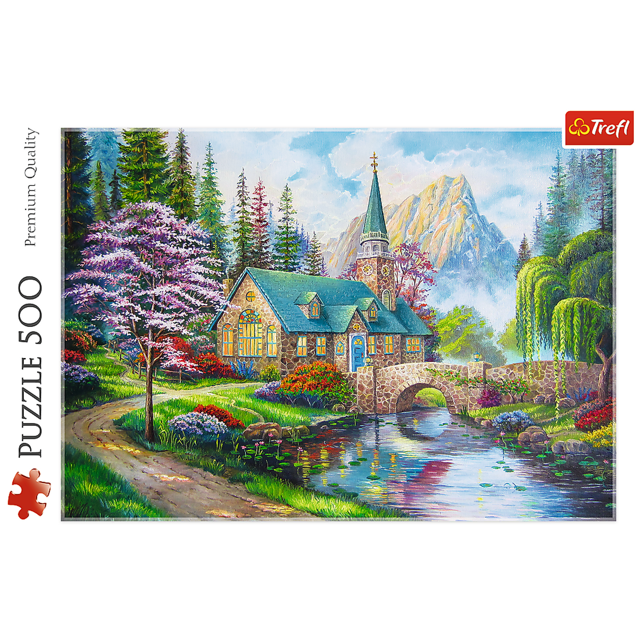 Jigsaw Puzzle 500 Piece Woodland Seclusion Blue Cardboard Interlocking Durable Dimensions 15.59 x 10.47 x 1.73 Assembled Size 18.90 x 13.39