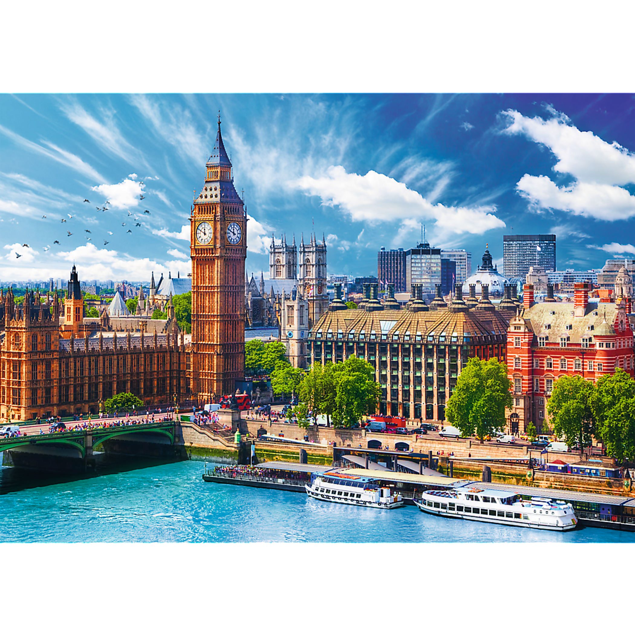 Jigsaw Puzzle 500 Pieces City View of Sunny London Big Ben Clock Tower Dimensions 15.59 x 10.47 x 1.73 Inches Weight 1.27 lbs
