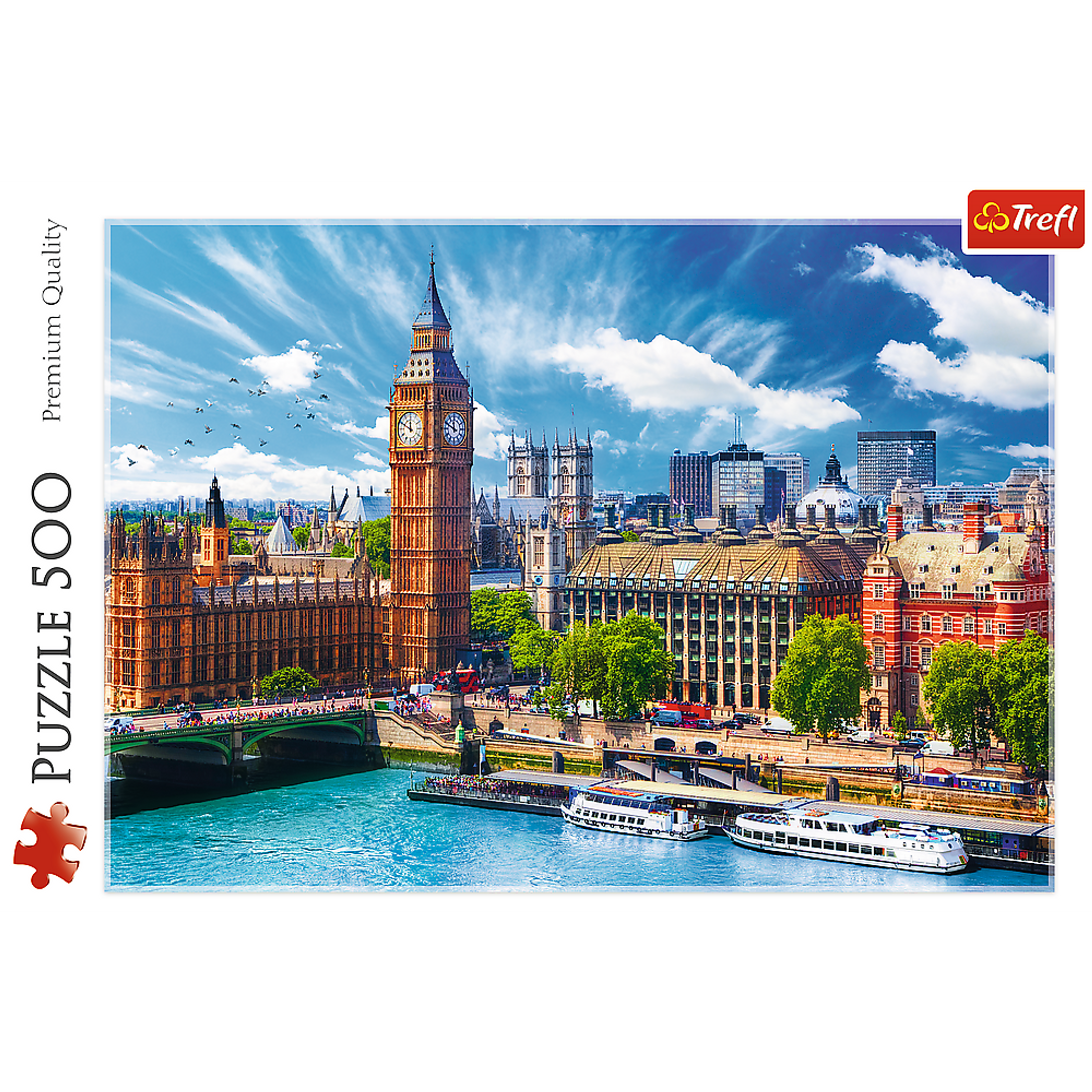 Jigsaw Puzzle 500 Pieces City View of Sunny London Big Ben Clock Tower Dimensions 15.59 x 10.47 x 1.73 Inches Weight 1.27 lbs