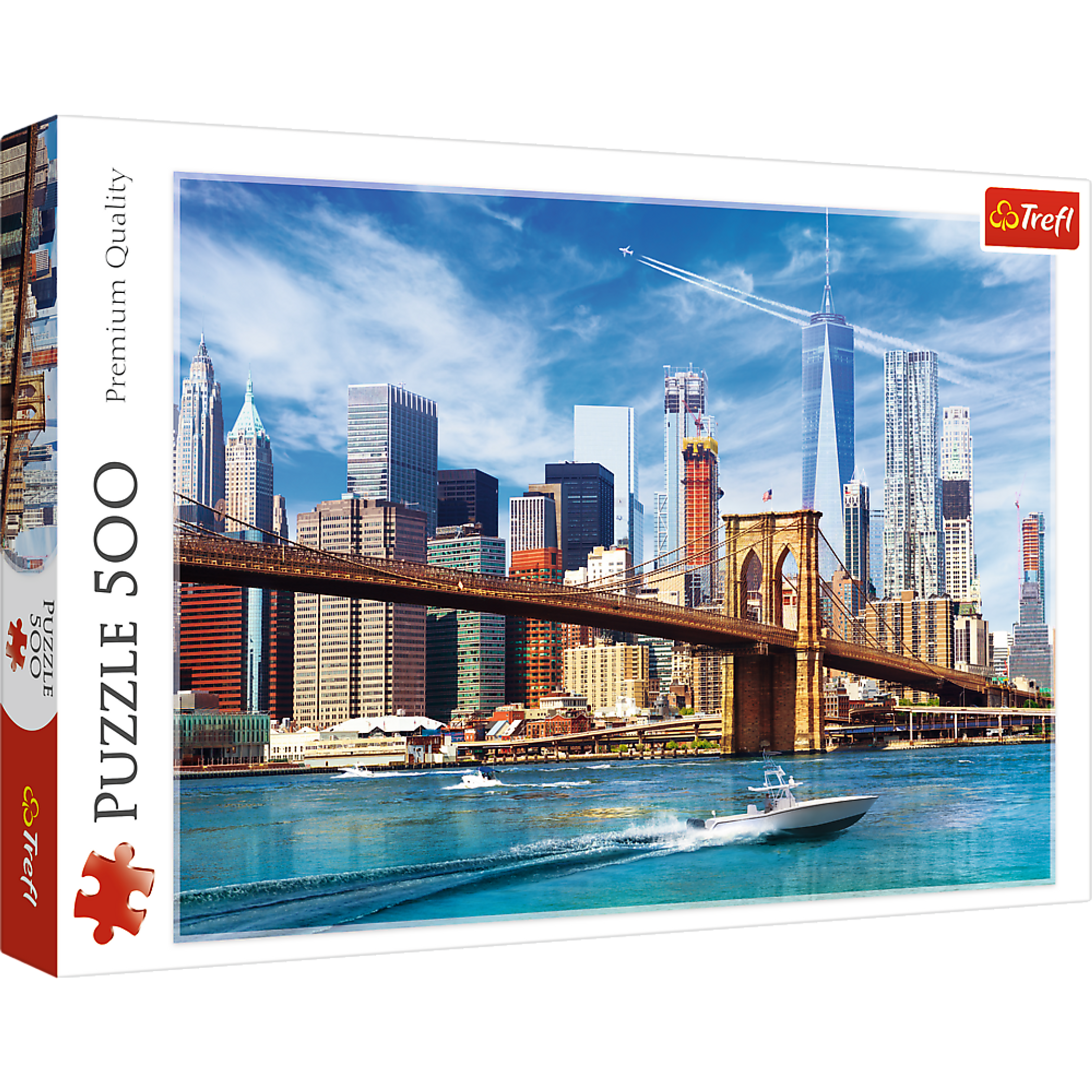 Jigsaw Puzzle 500 Piece The Brooklyn Bridge Blue Cardboard Interlocking Pieces Durable Non-Reflective Surface Assembled Size 18.90 x 13.39 Inches