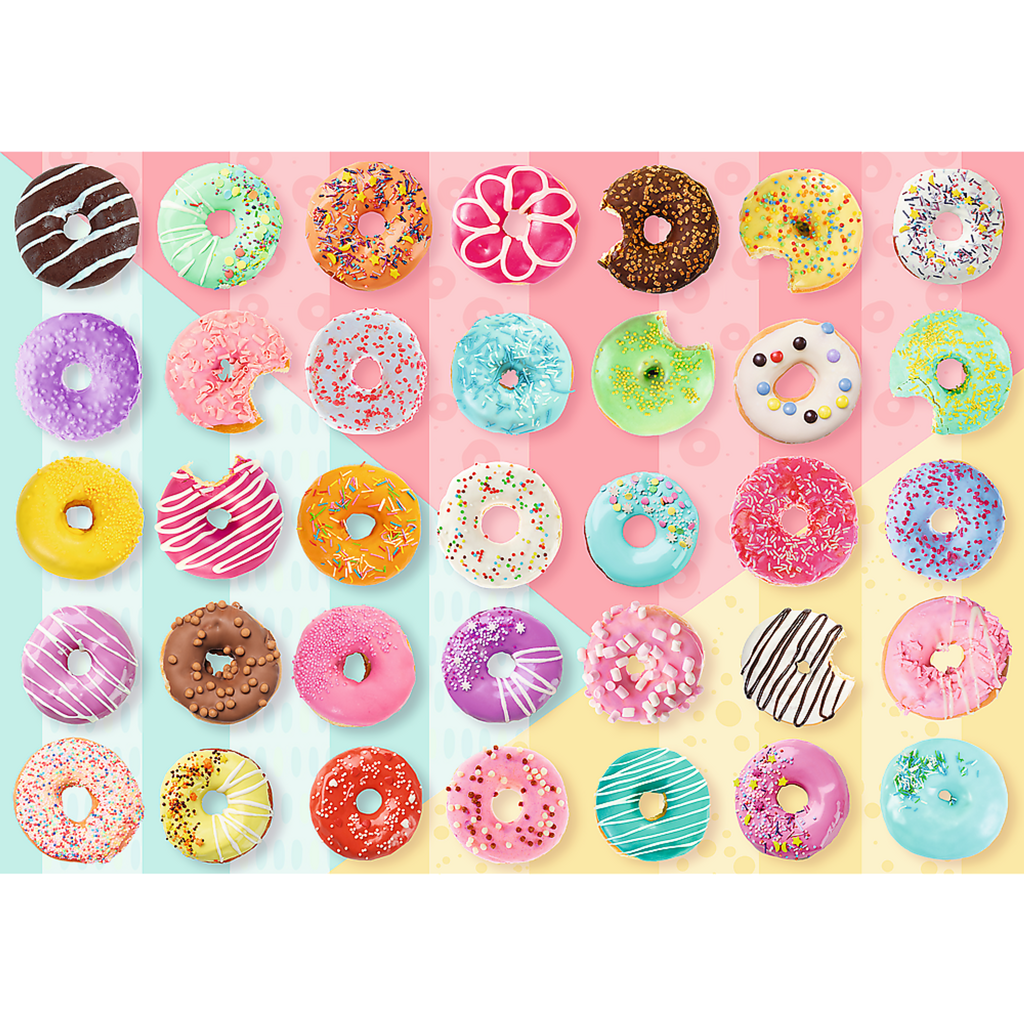 Jigsaw Puzzle 500 Piece Tasty Colorful Donuts Durable Blue Cardboard Assembled Size 18.90 x 13.39 Inches Imported