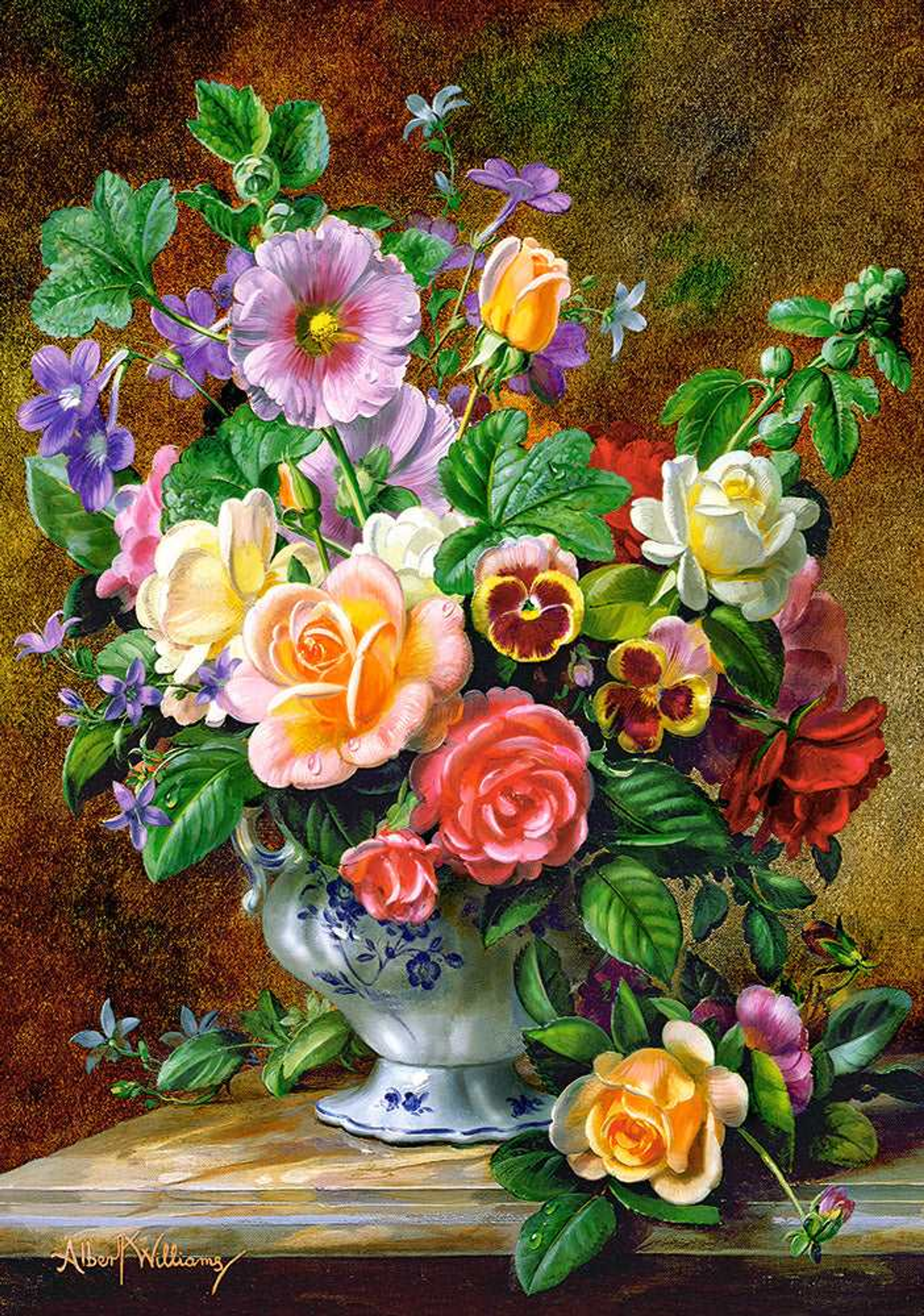 Jigsaw Puzzle 500 Piece Still Nature Bouquet of Flowers in a Vase 13 Inch x 9 Inch Made in Europe Assembled Size 18.50 Inch x 13 Inch