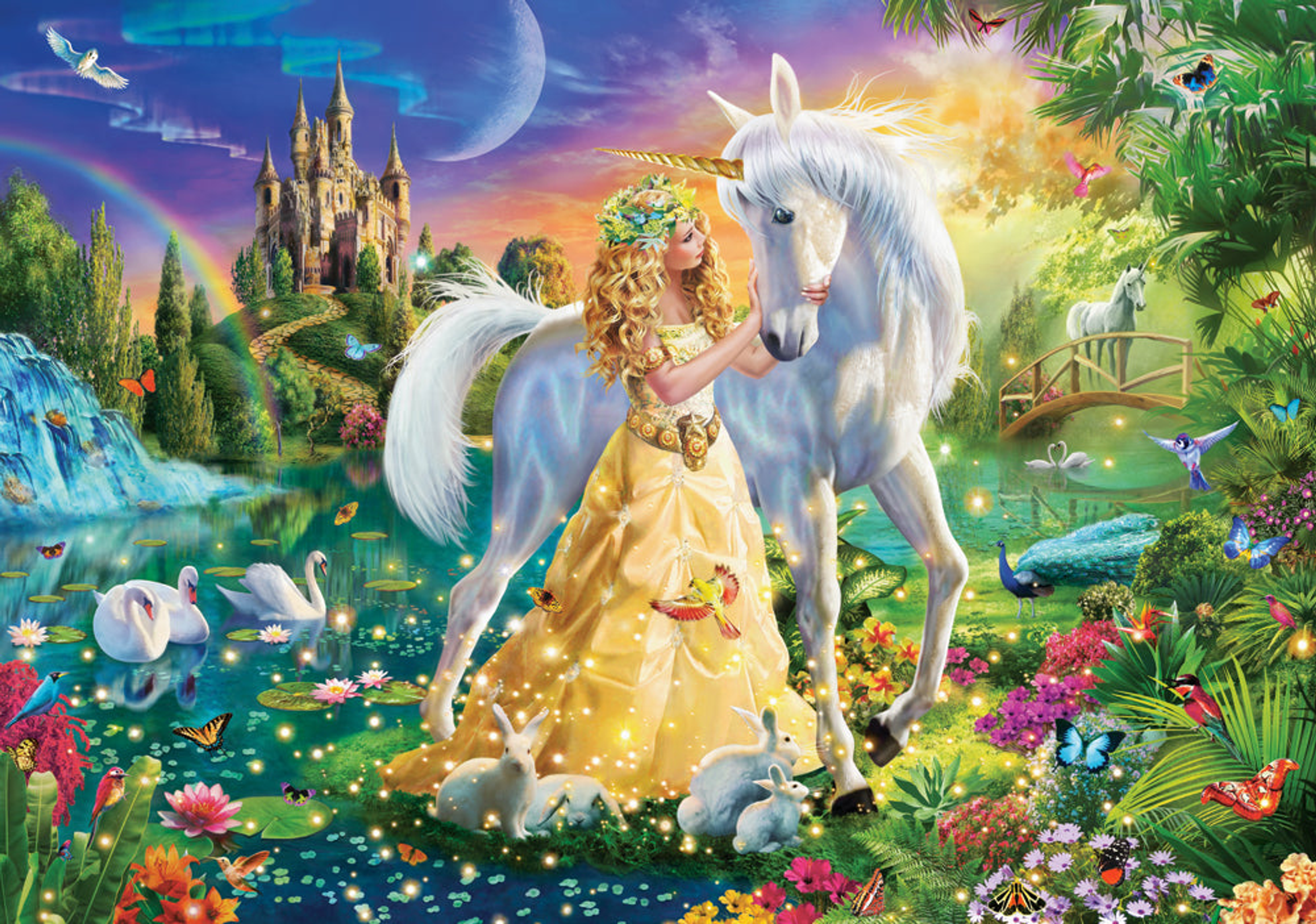 Jigsaw Puzzle 500 Piece Fantasy Fairy Tale Scenery Dimensions 13 x 9 x 2 Inches Assembled Size 18.50 x 13 Inches Weight 0.94 lbs
