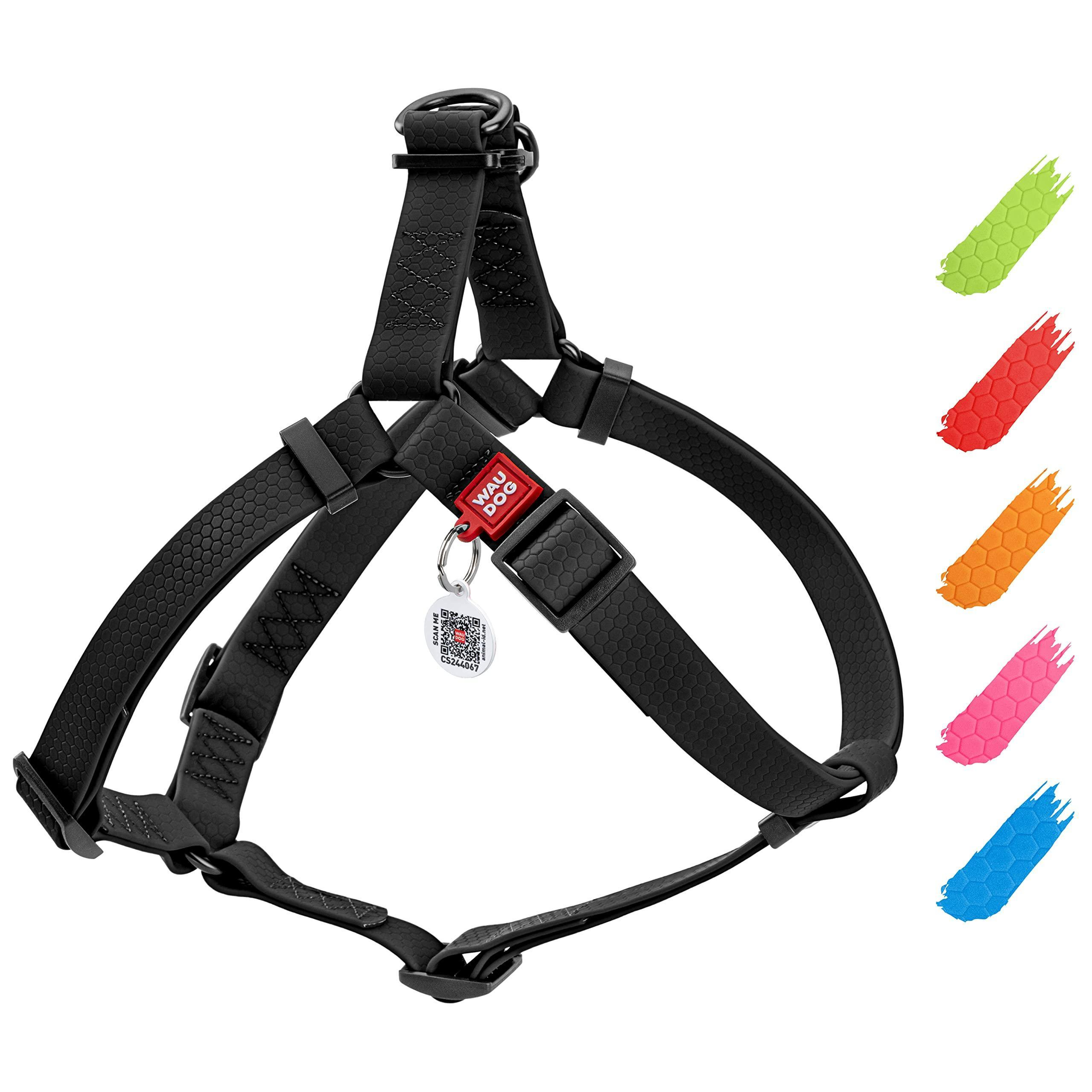 Waterproof Dog Harness M Size Adjustable Dog Harness for Large and Medium Dogs Heavy Duty Dog Harness with Durable Metal Clasp and QR Dog Tag Boy & Gi Waudog