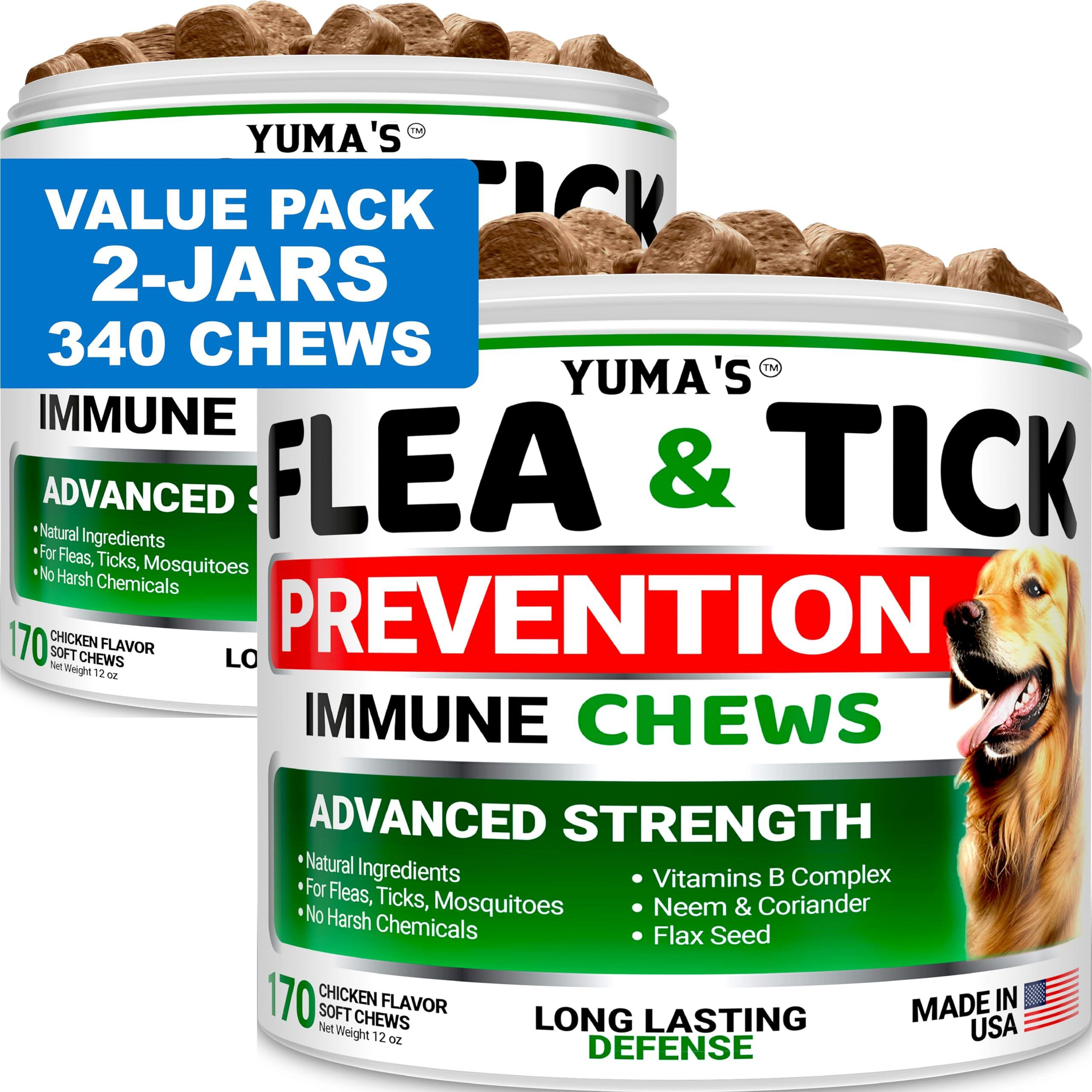 2 Pack Flea and Tick Prevention for Dogs Chewables Natural Dog Flea and Tick Treatment Chewable Flea and Tick Chews for Dogs Soft Oral Flea Pills for Yuma'S