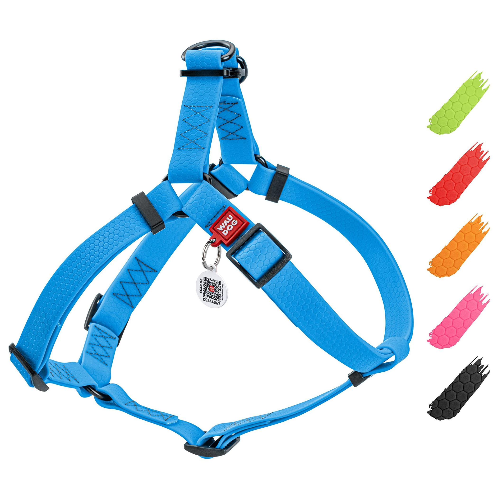 Waterproof Dog Harness L Size Adjustable Dog Harness for Large and Medium Dogs Heavy Duty Dog Harness with Durable Metal Clasp and QR Dog Tag Boy & Gi Waudog