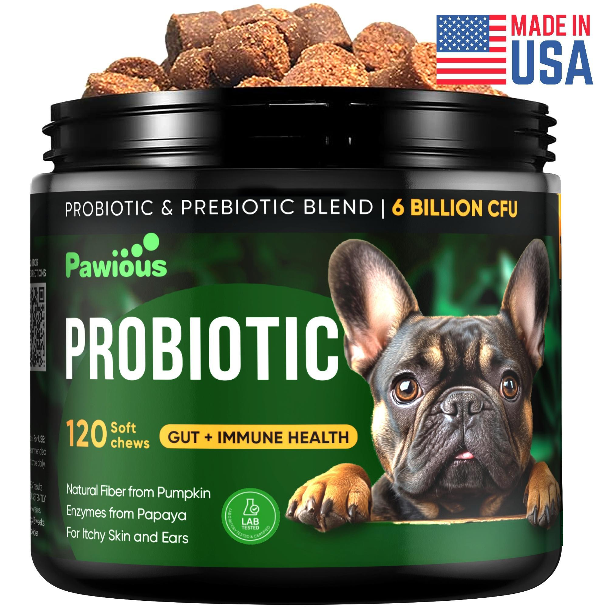 Probiotics for Dogs Digestive Enzymes Gut Flora Digestive Health Immune System Diarrhea Support Itchy Skin Allergies Pumpkin Flaxseed Meal Papaya Powd Image 1