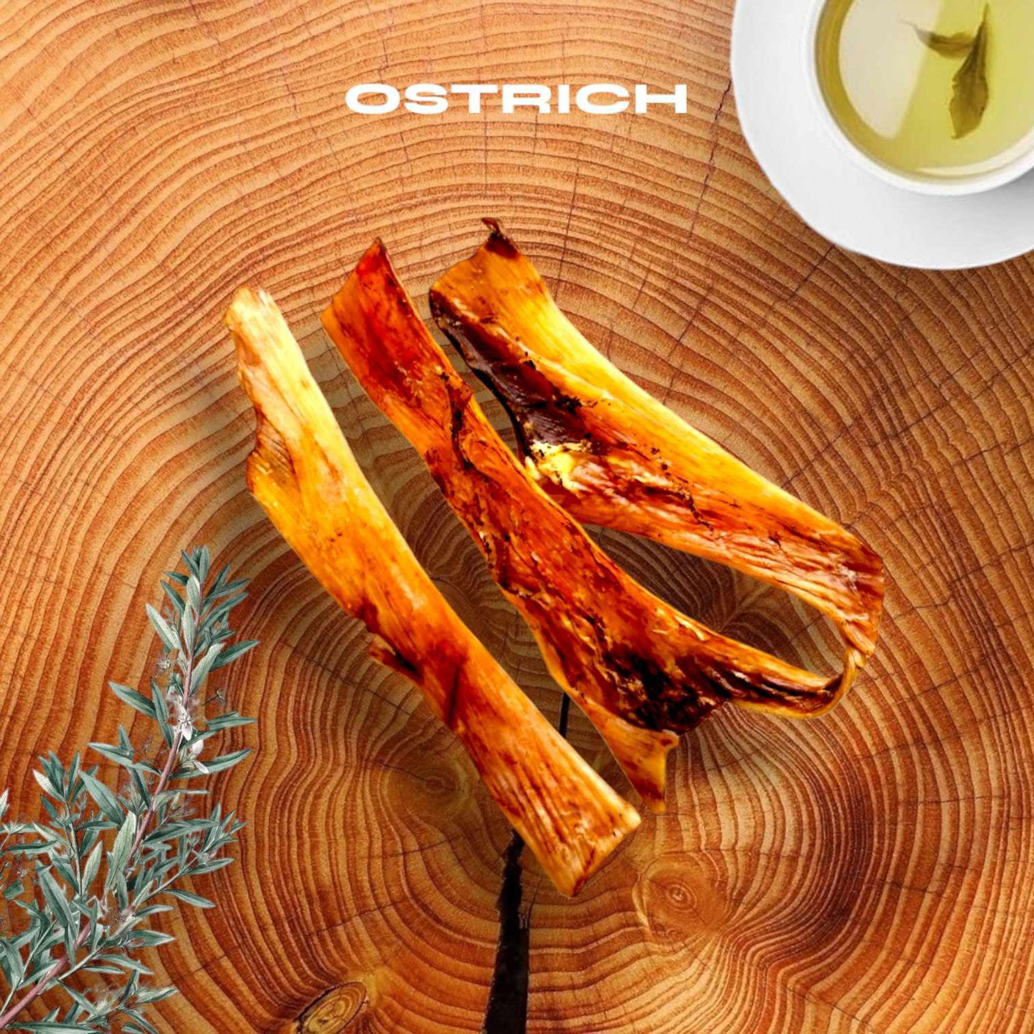 Chewy Ostrich Flat Tendon: Satisfying All-Natural Chew for Dental Health & Gentle Digestion Image 1