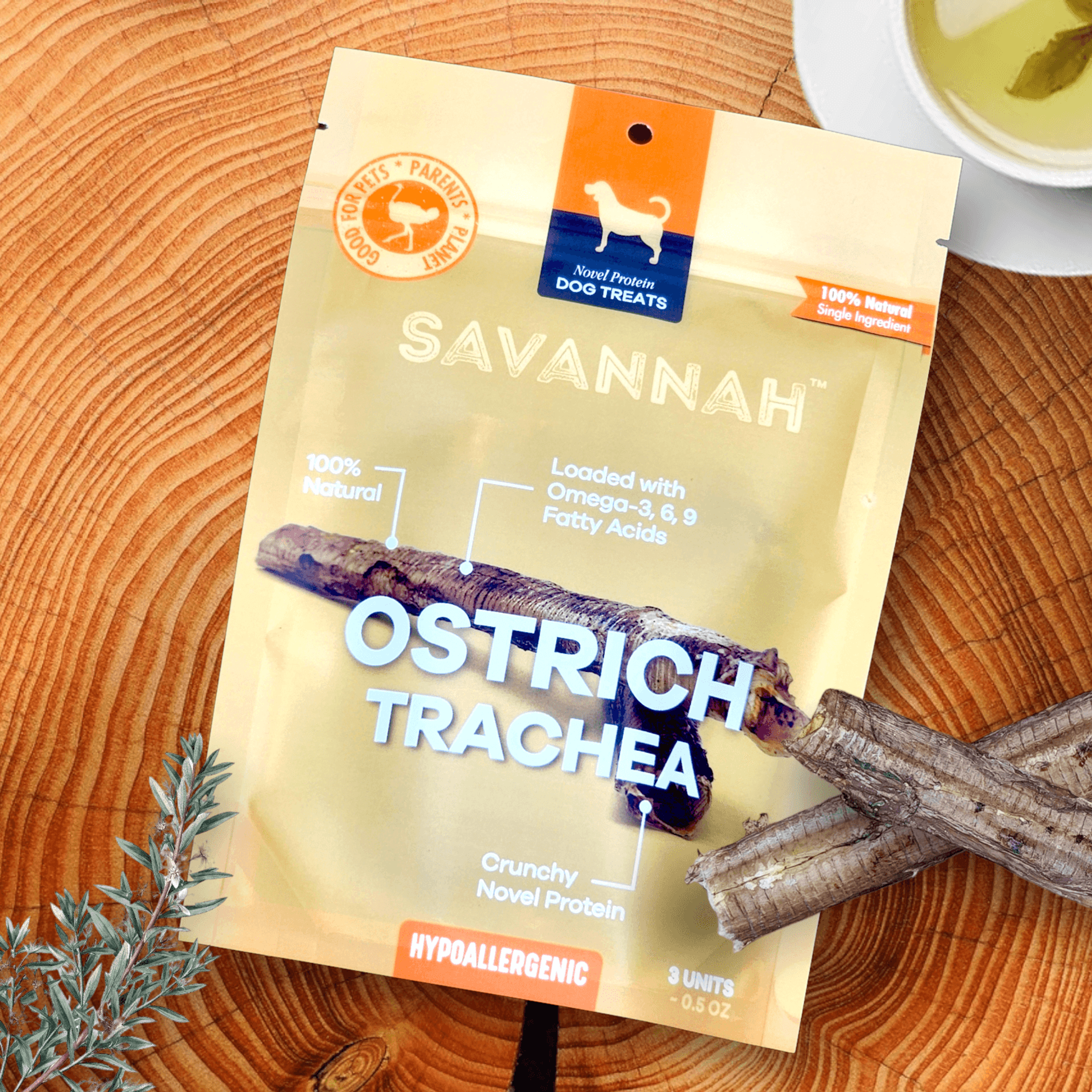 Crunchy Ostrich Trachea Cuts: The Airy, All-Natural Treat for Small to Medium Dogs Image 1