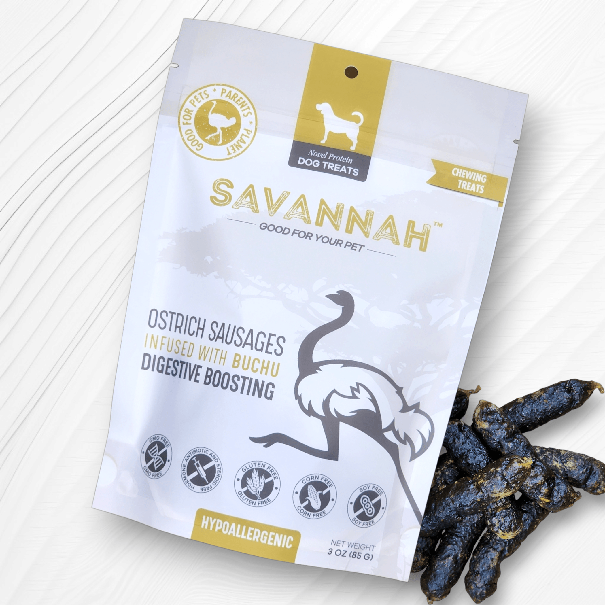 Ostrich Sausages with Buchu : The Delicious, Digestive-Boosting Treat for Dogs Image 1