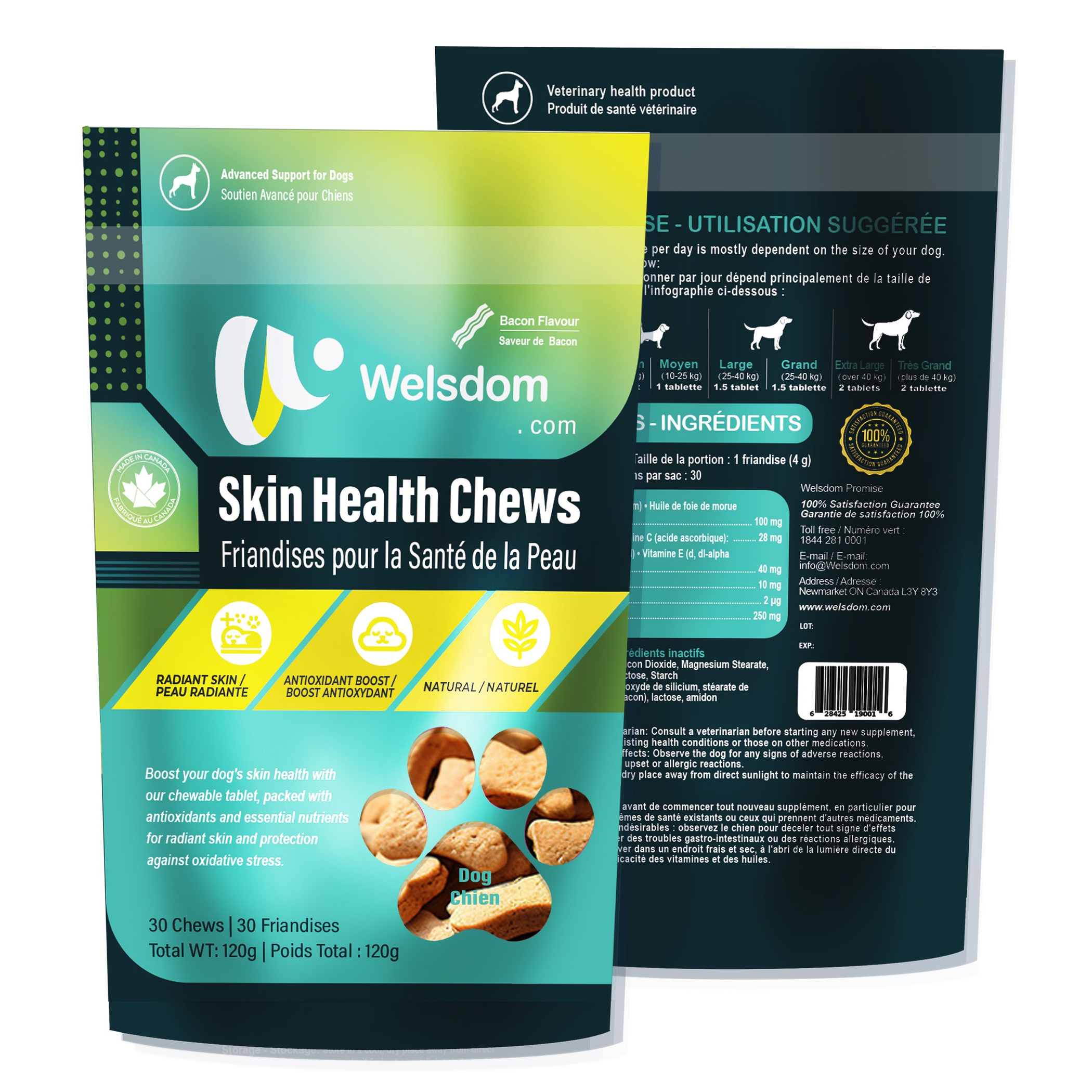 Skin Health Chews for Dogs  Omega-3 & Antioxidant Support (30 Soft Chews) Image 1