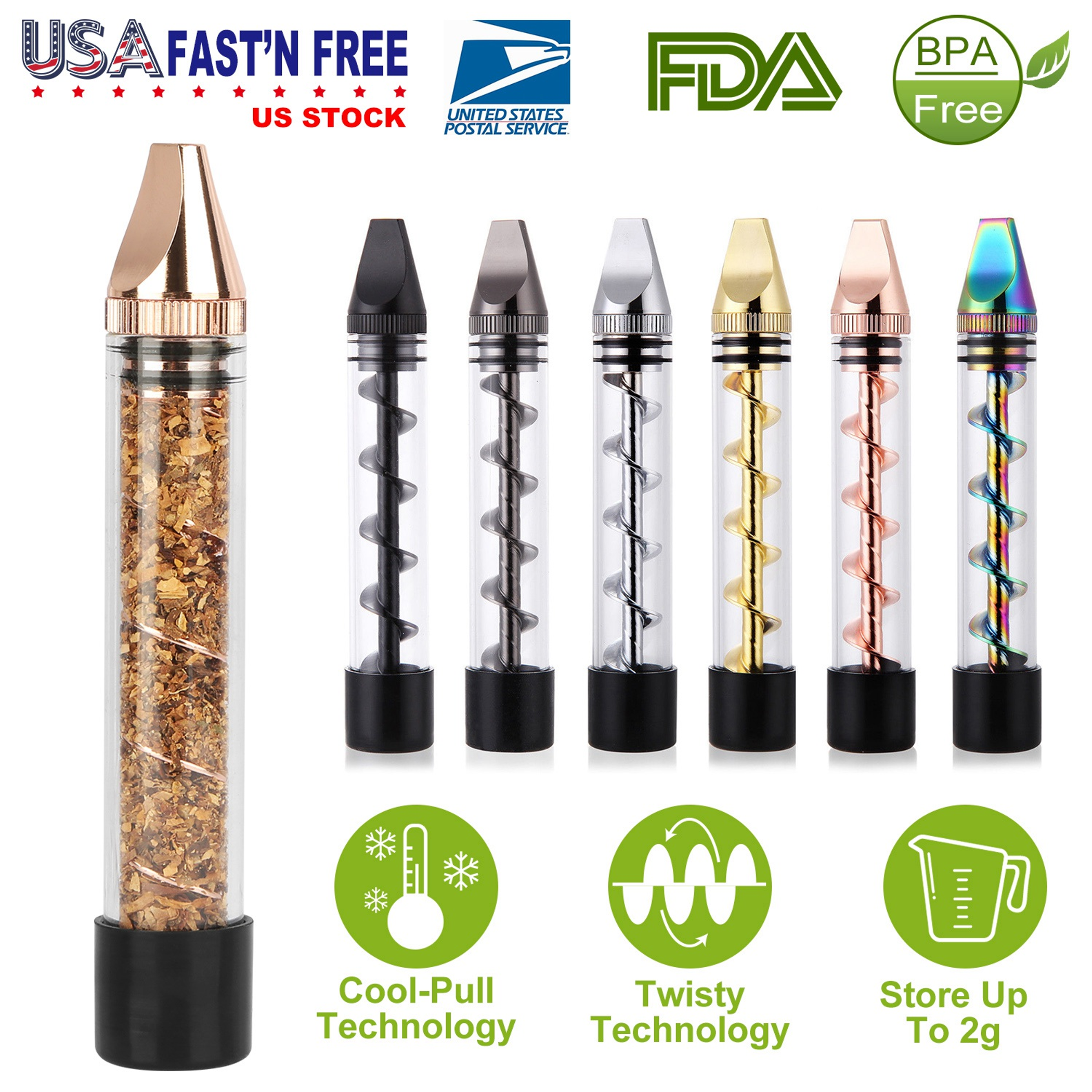 Glass Blunt Pipe Twisty 7-in-1 Grinder Blunt Kit