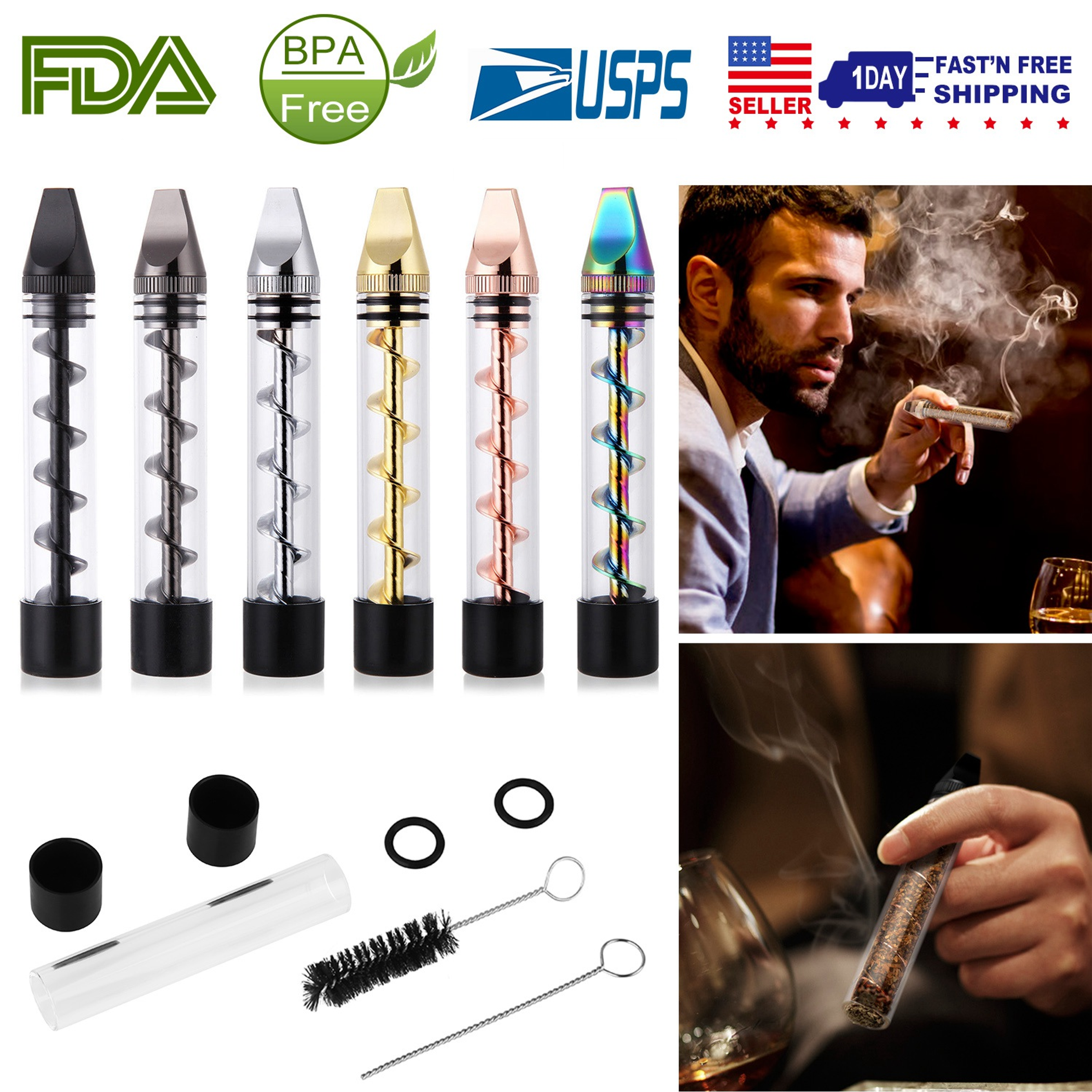 Glass Blunt Pipe Twisty 7-in-1 Grinder Blunt Kit