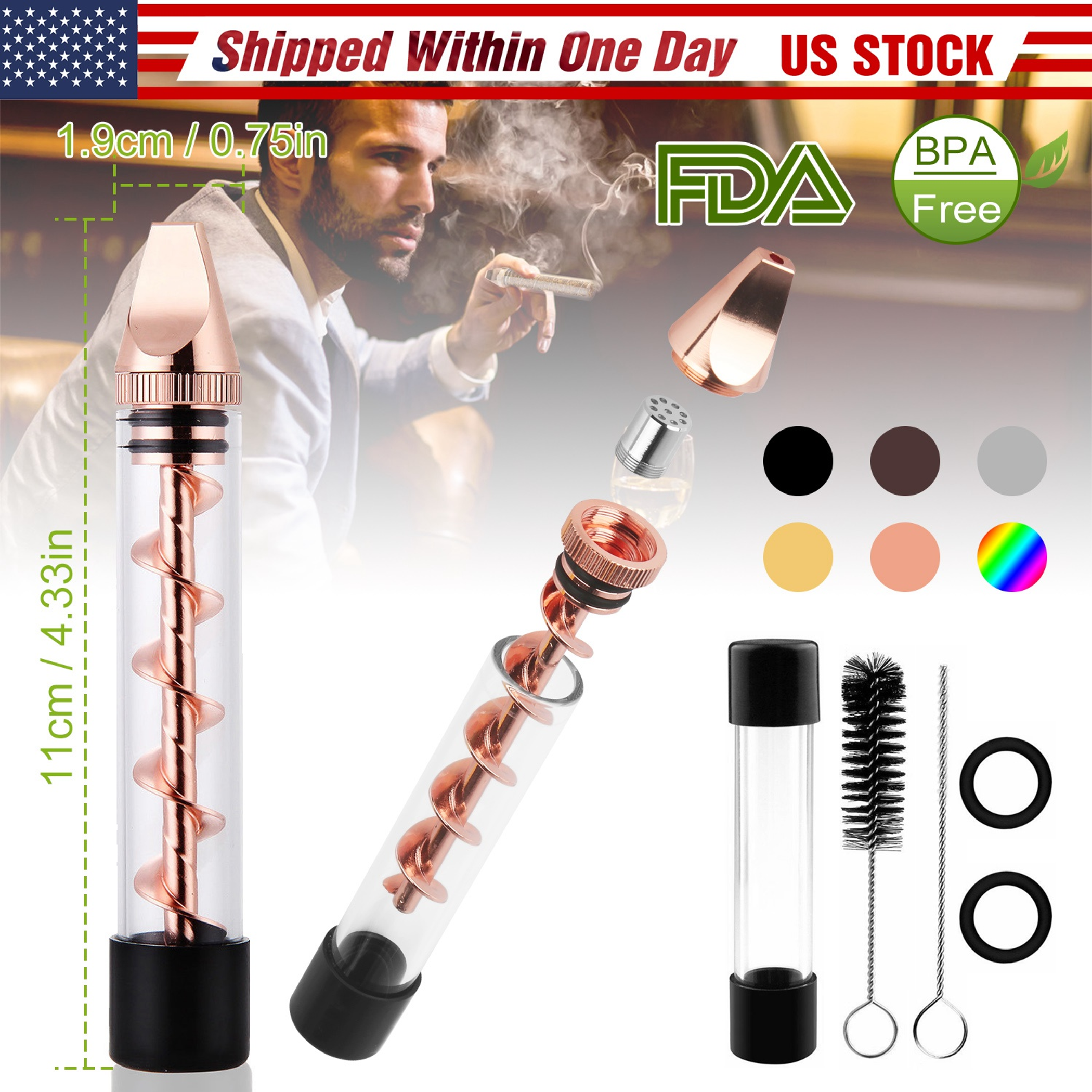 Glass Blunt Pipe Twisty 7-in-1 Grinder Blunt Kit