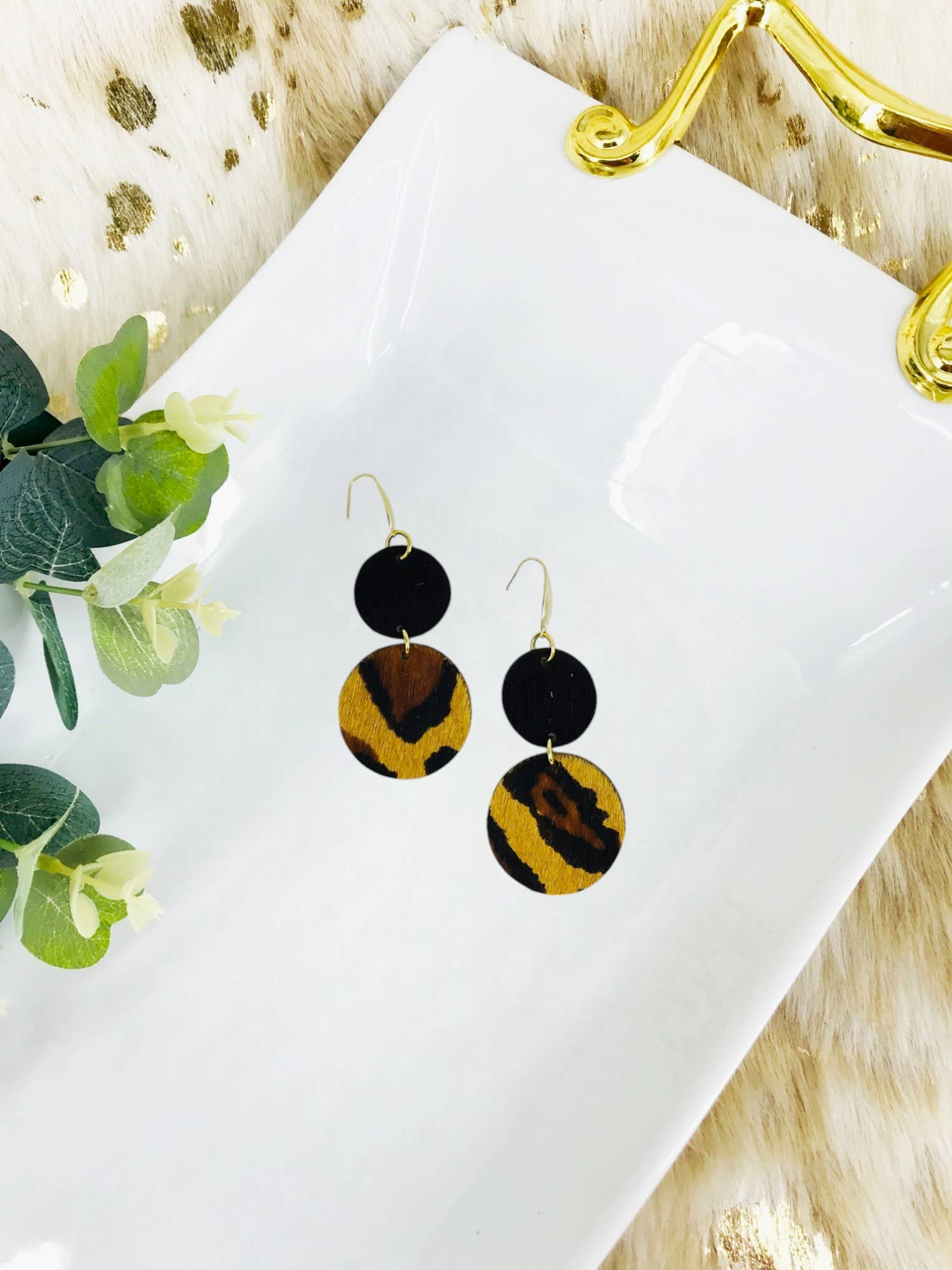 Hair On Leopard Leather Earrings