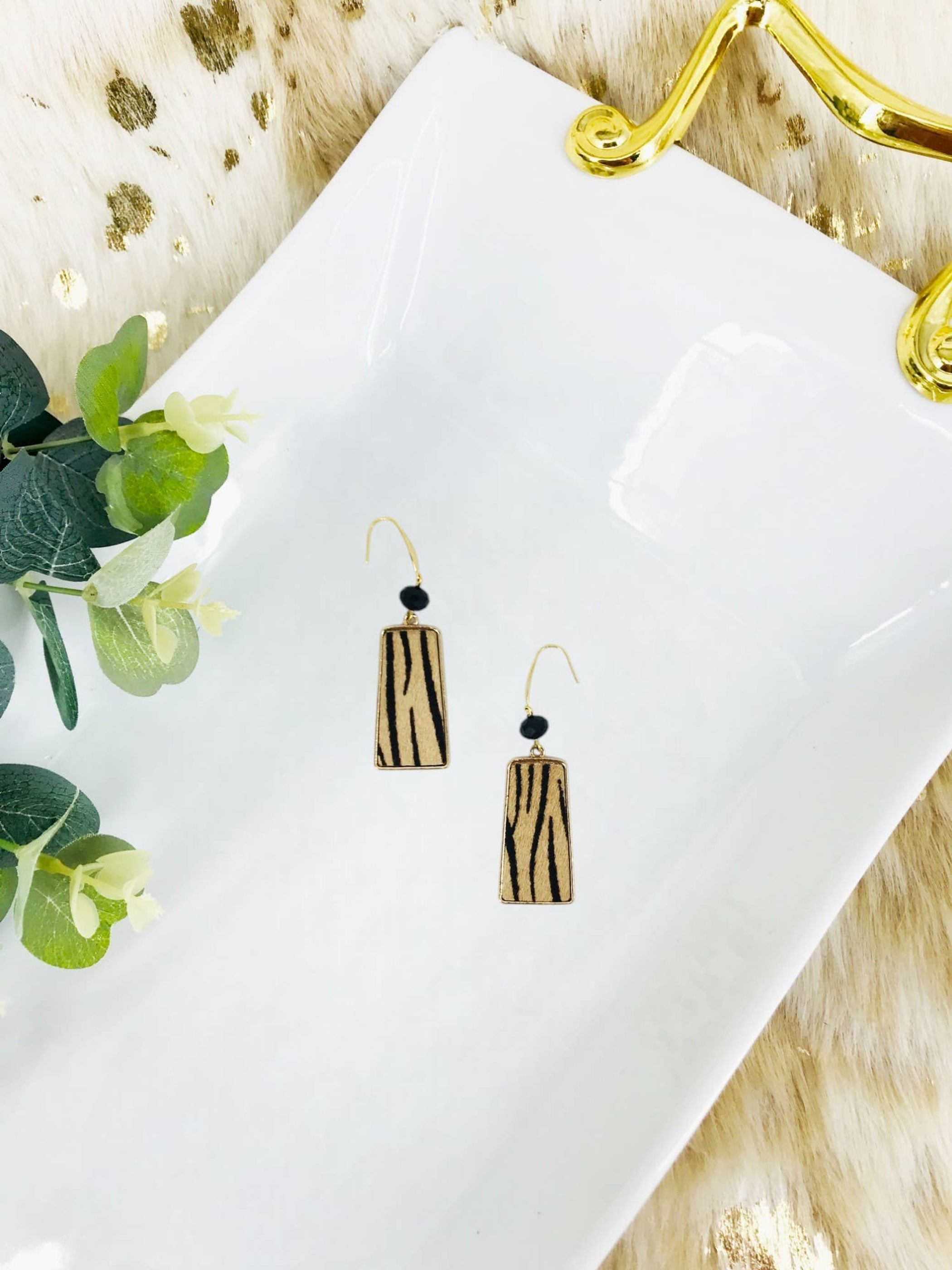 Hair On Zebra Leather Pendant Earrings