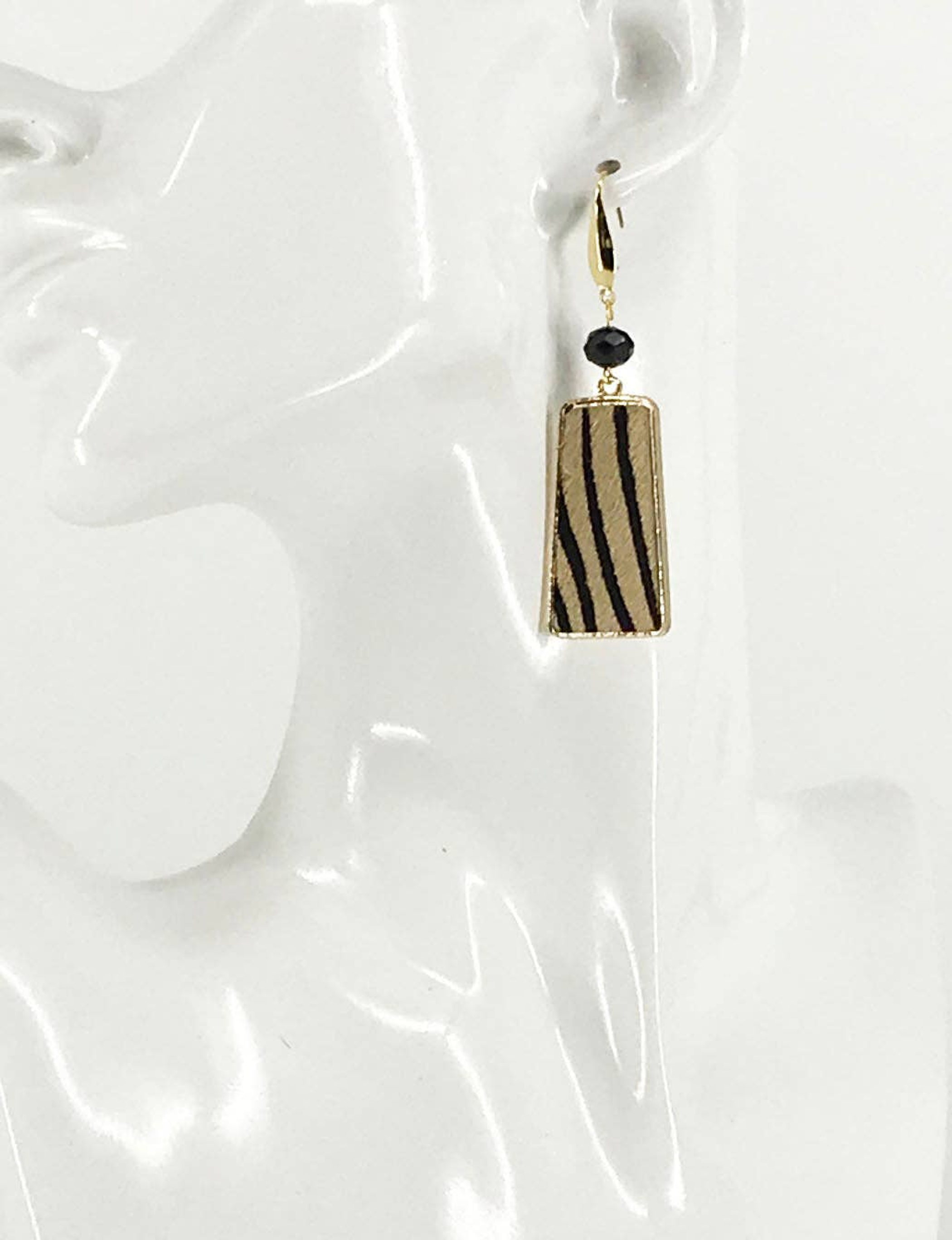 Hair On Zebra Leather Pendant Earrings