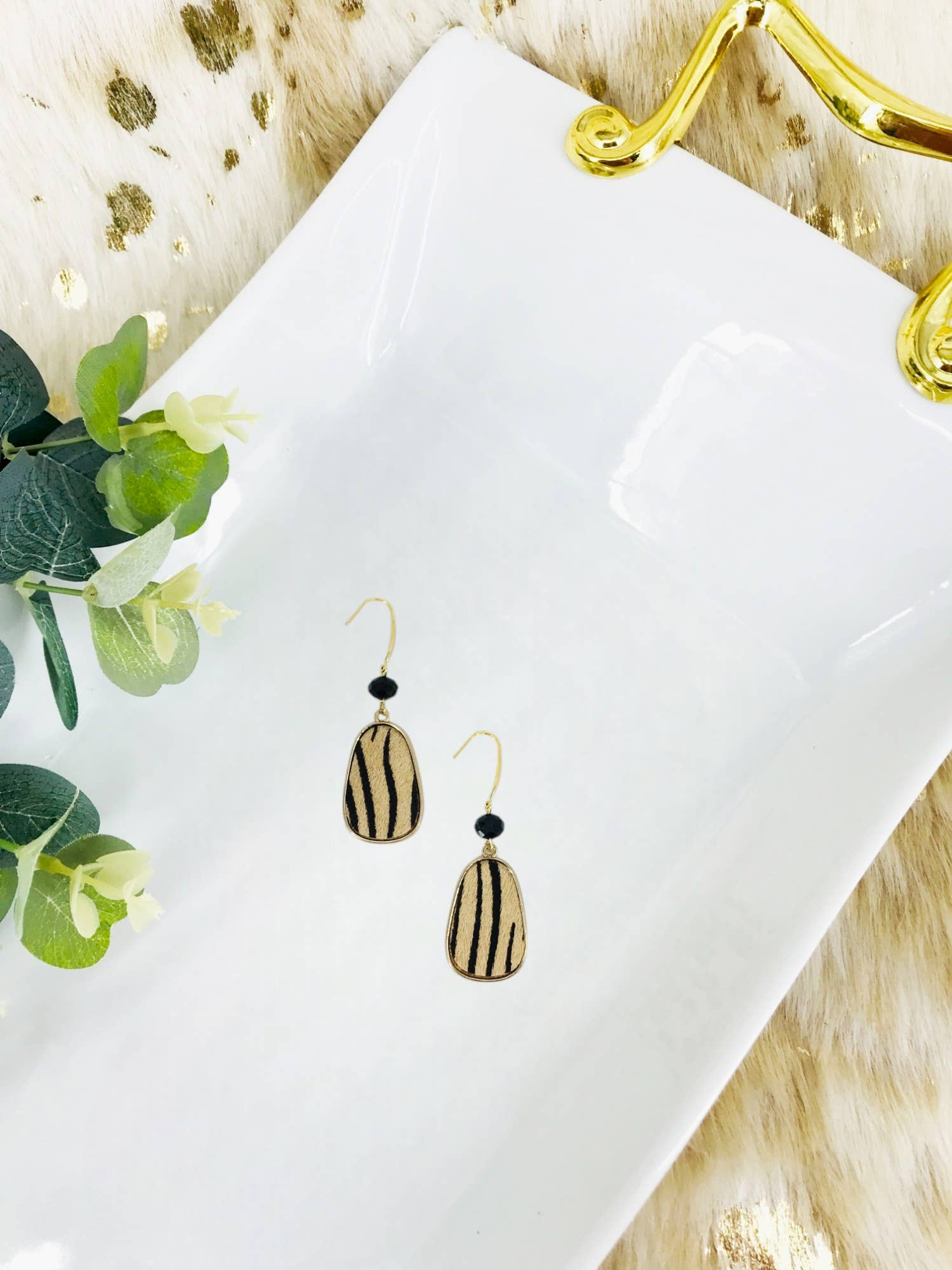 Hair On Zebra Pendant Earrings