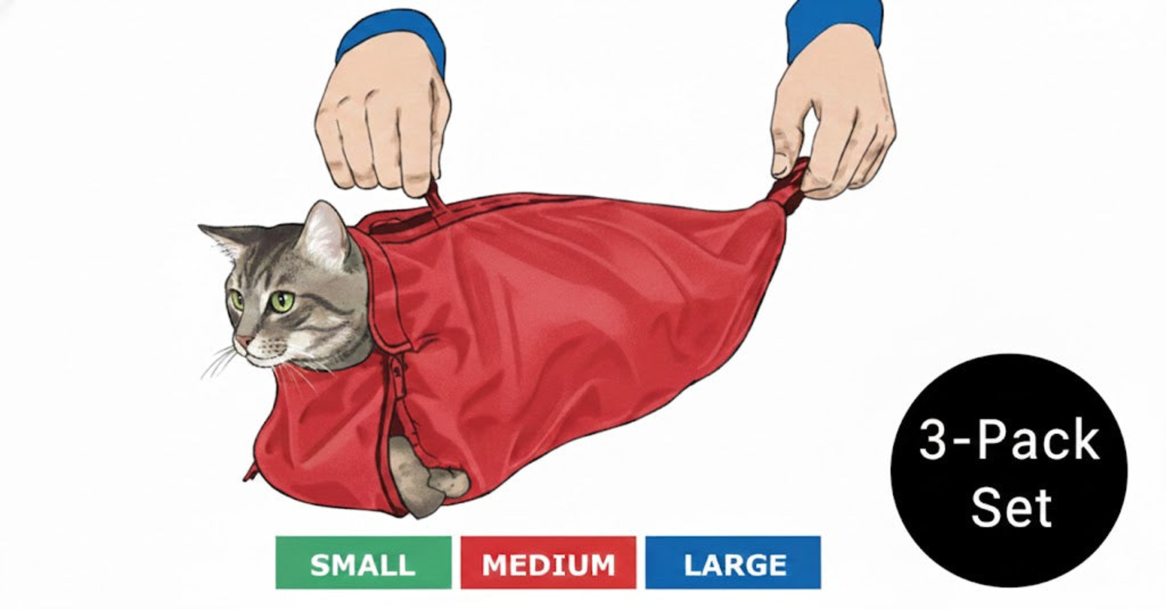 Original Cat Sack Sets S M L XL & Jumbo Red Pack of 5