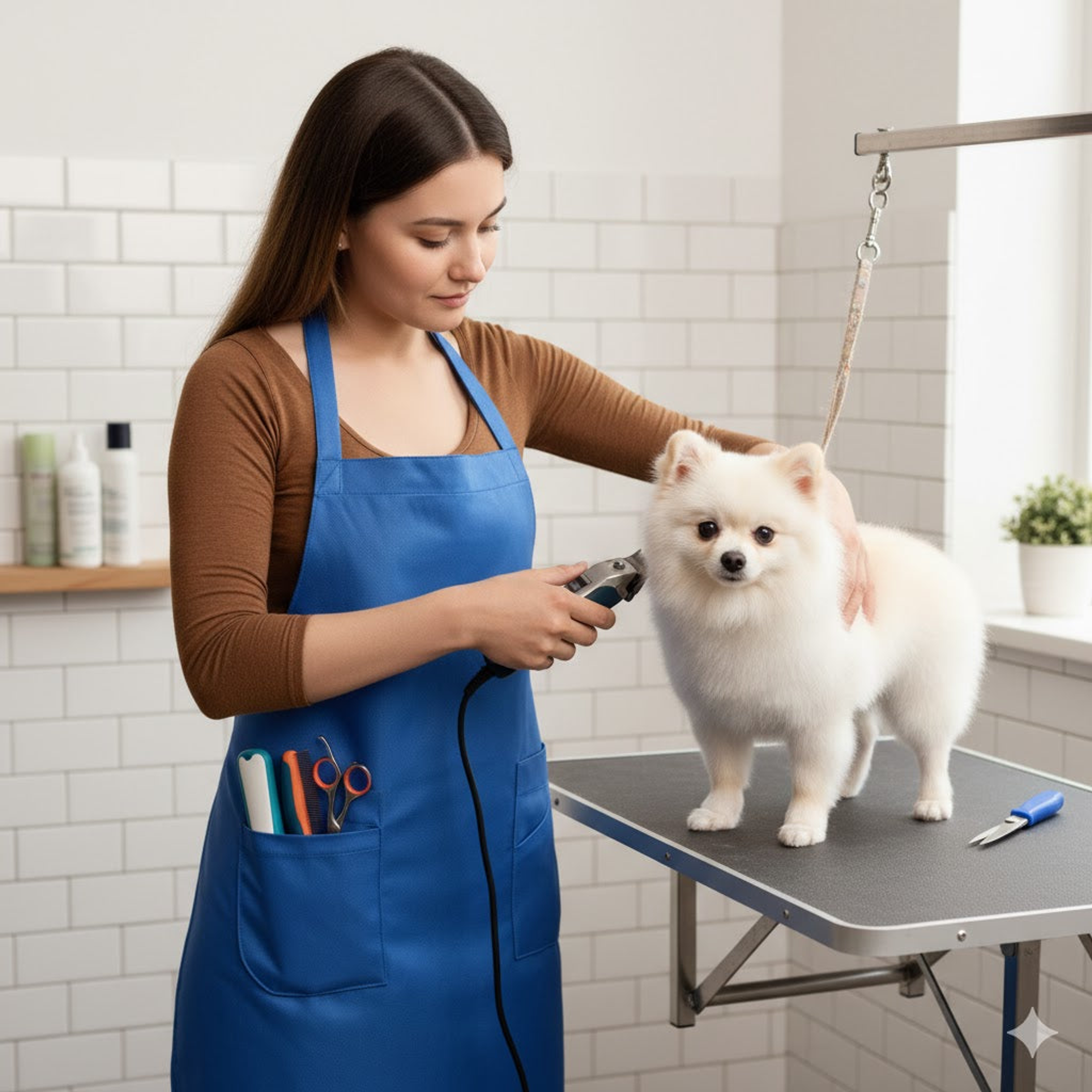 Pet Grooming Apron Small Blue