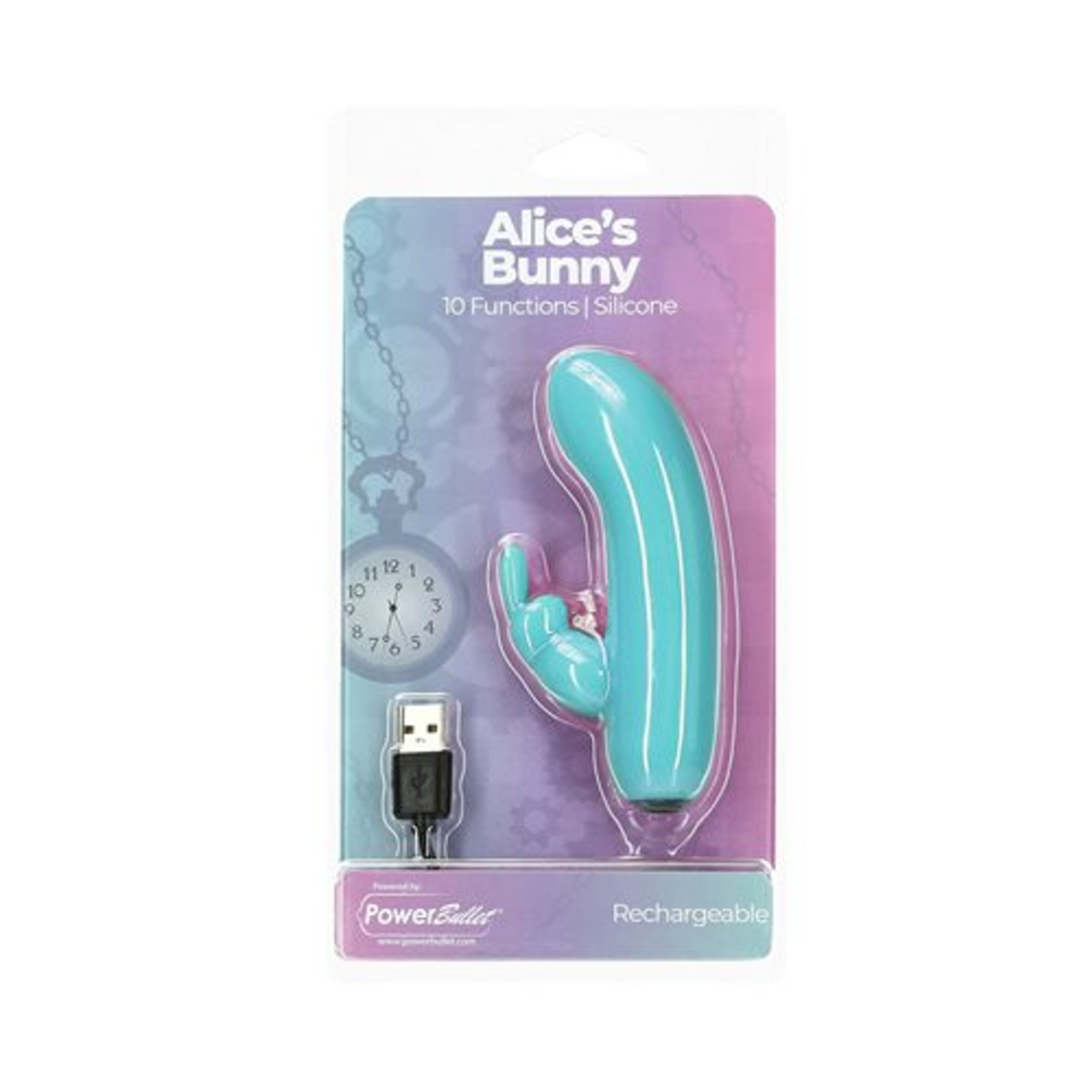 Power Bullet Alice's Bunny 4in Rechargeable Vibe – Teal