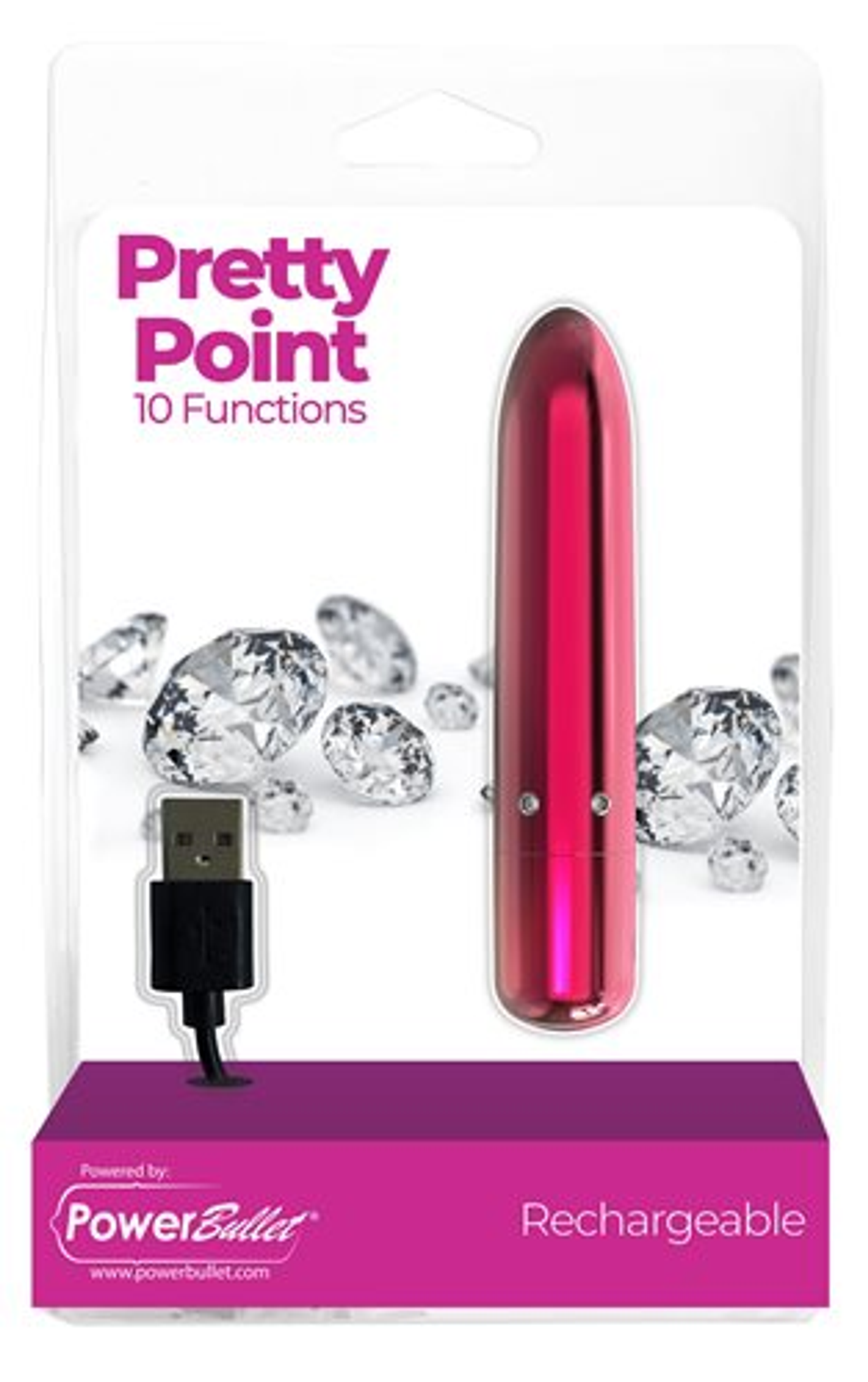 Power Bullet Pretty Point Bullet Vibe – Pink 10-Function