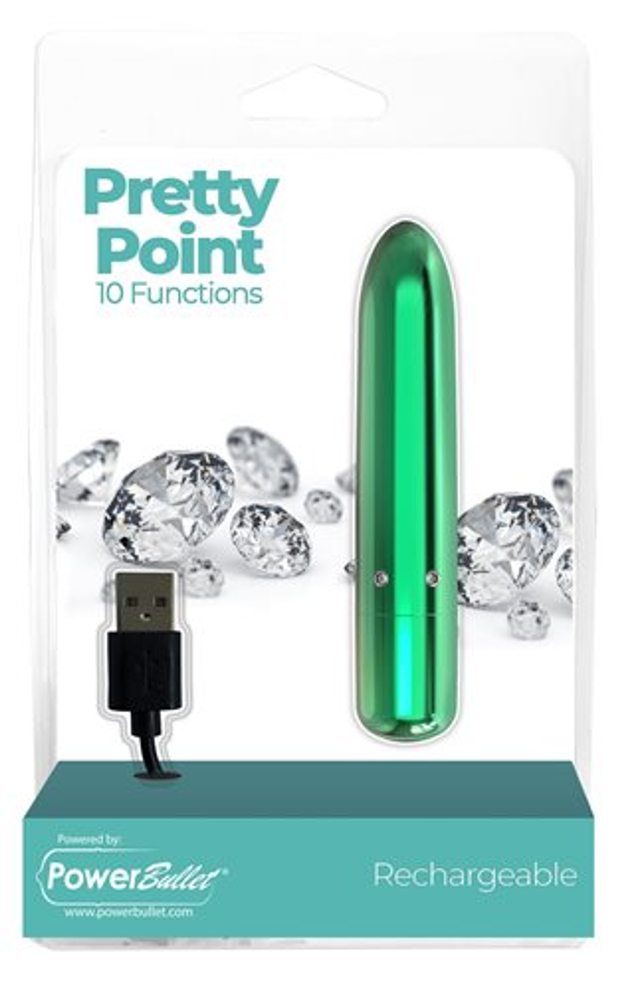 Power Bullet Pretty Point 4in Teal | 10-Function Vibe
