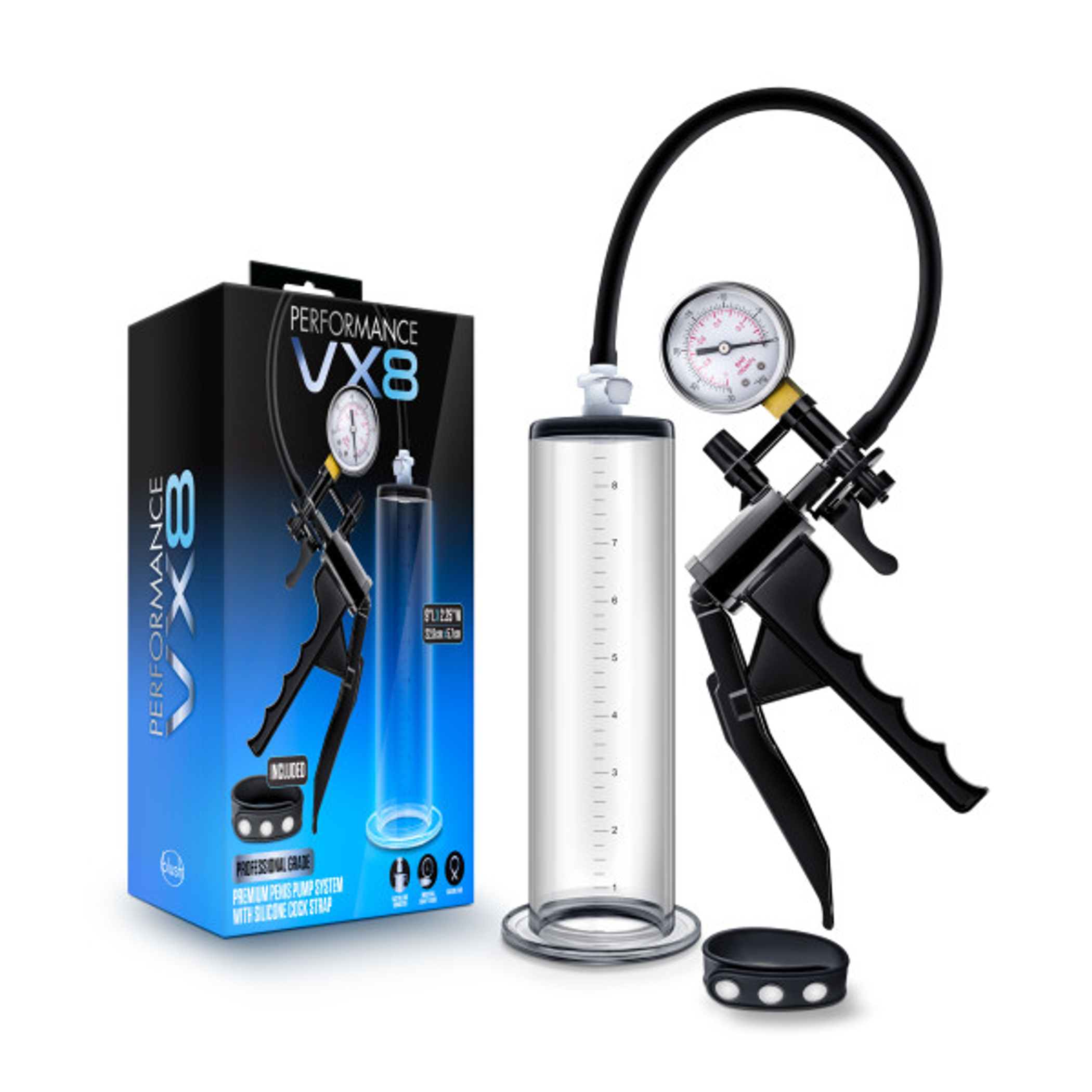 Performance VX8 Premium Penis Pump System with Silicone Strap