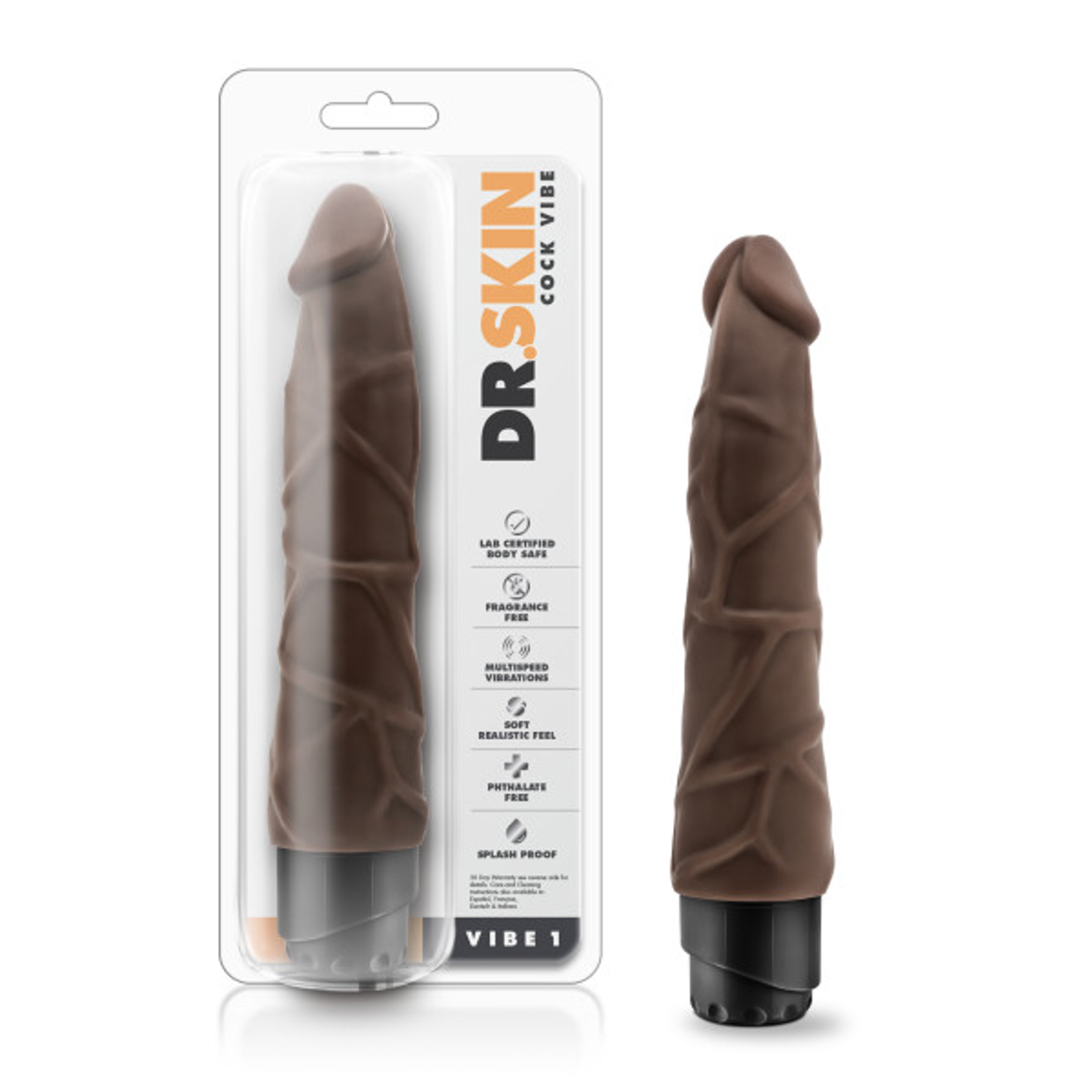 Blush Dr. Skin Flexible Cock Vibrator in Chocolate