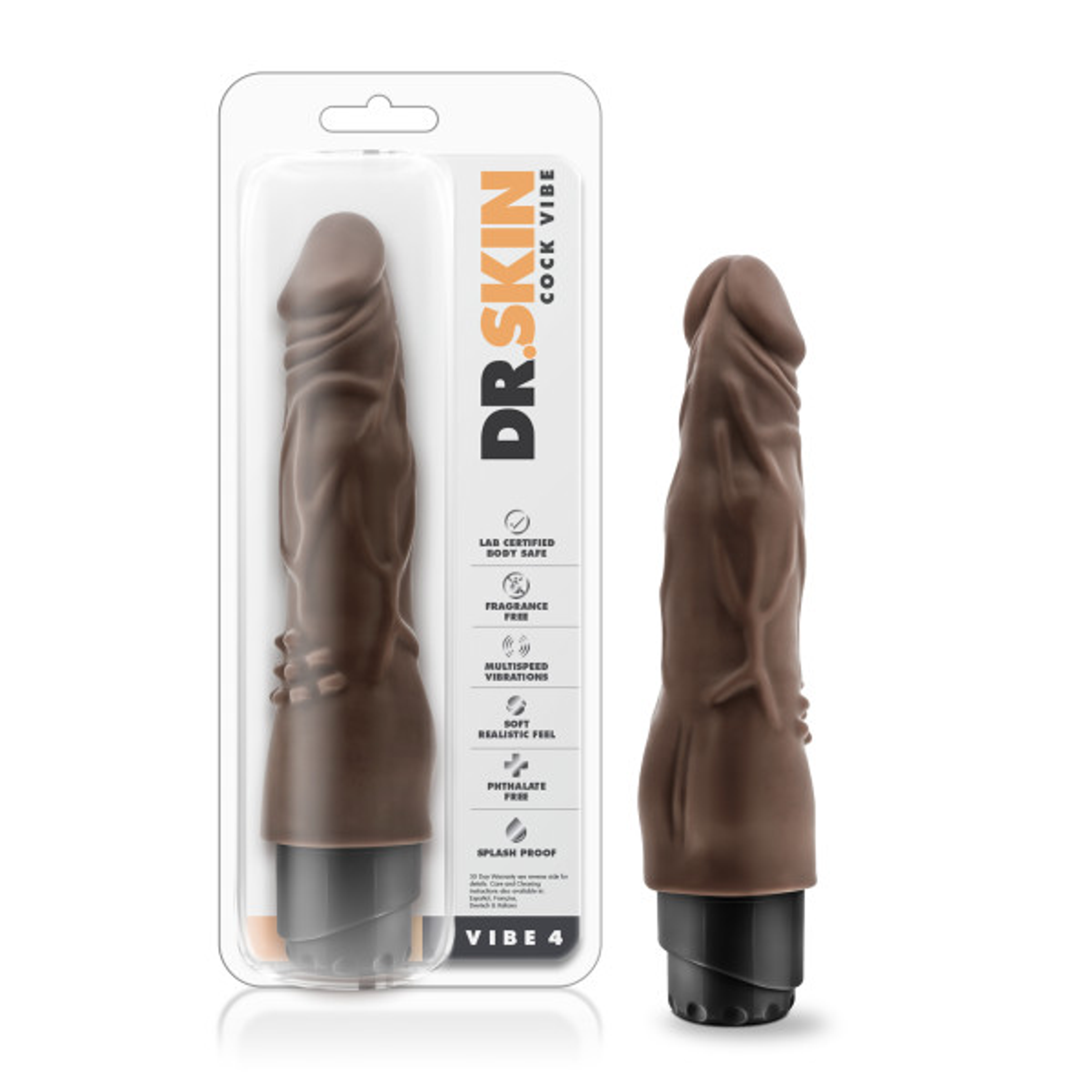 Dr. Skin Vibe 4 Vibrating Dildo in Chocolate