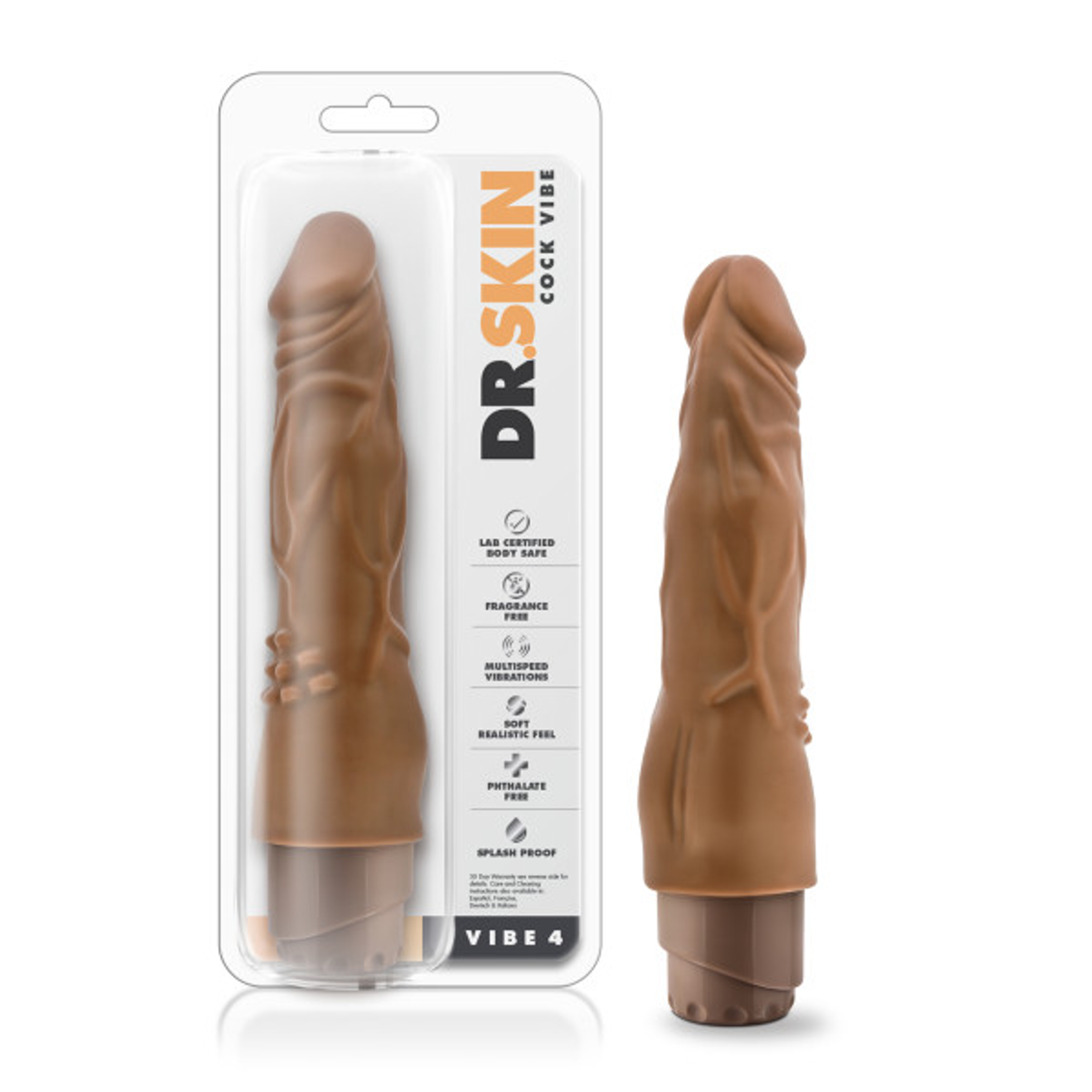 Dr. Skin Cockvibe #4 Realistic Vibrating Dildo, Mocha