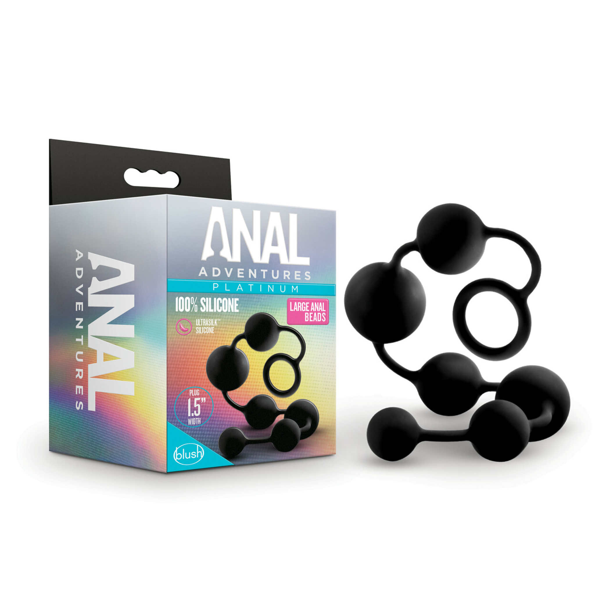 Platinum Silicone Large Anal Beads, Black