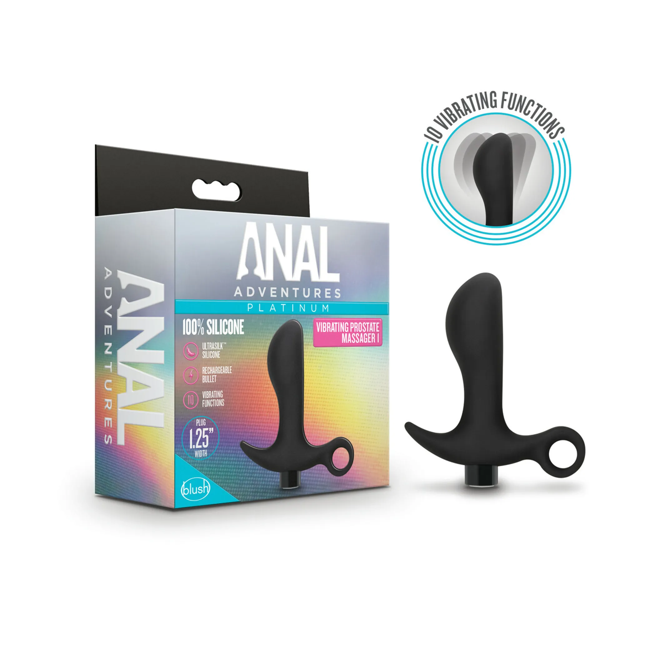 Anal Adventures Platinum Silicone Vibrating Prostate Massager