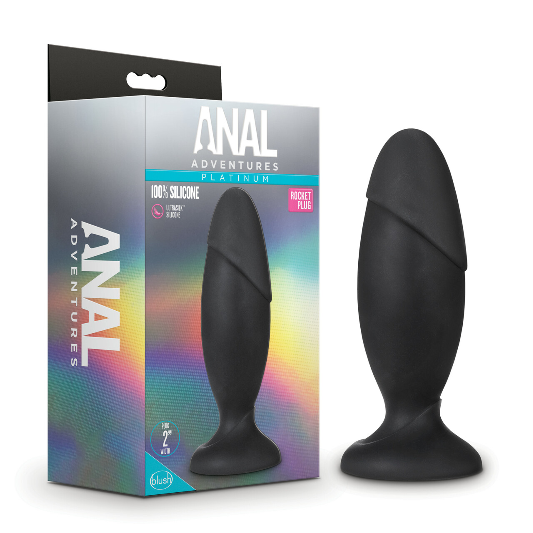 Platinum Silicone Rocket Anal Plug in Black