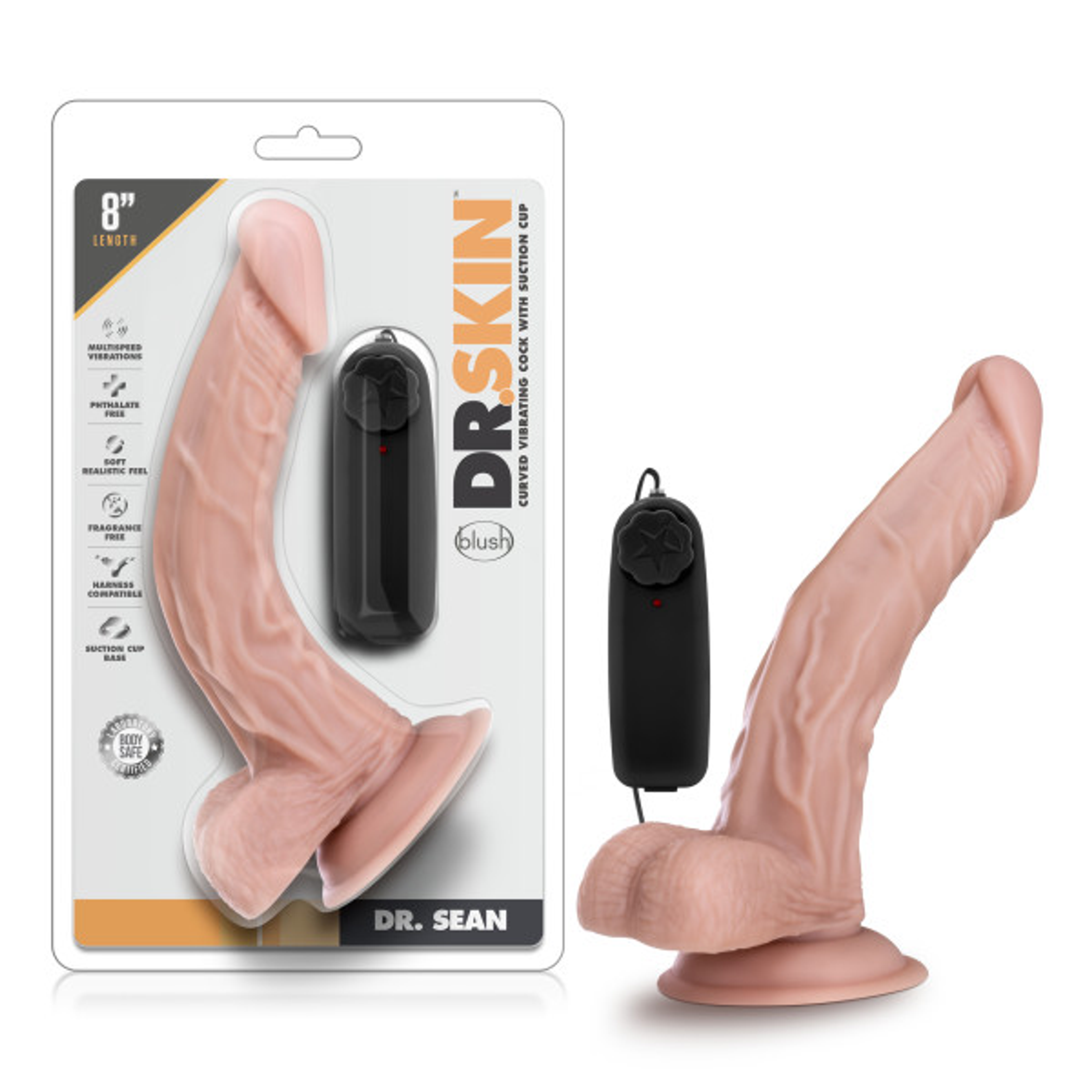 Dr. Skin Dr. Sean 8-Inch Vibrating Dildo with Suction Cup - Vanilla