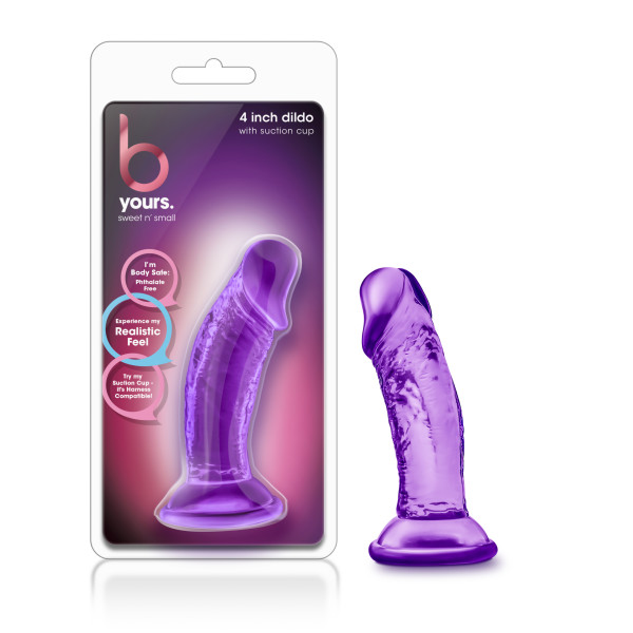 B Yours Sweet N Small 4in Dildo | Purple Suction-Cup Toy