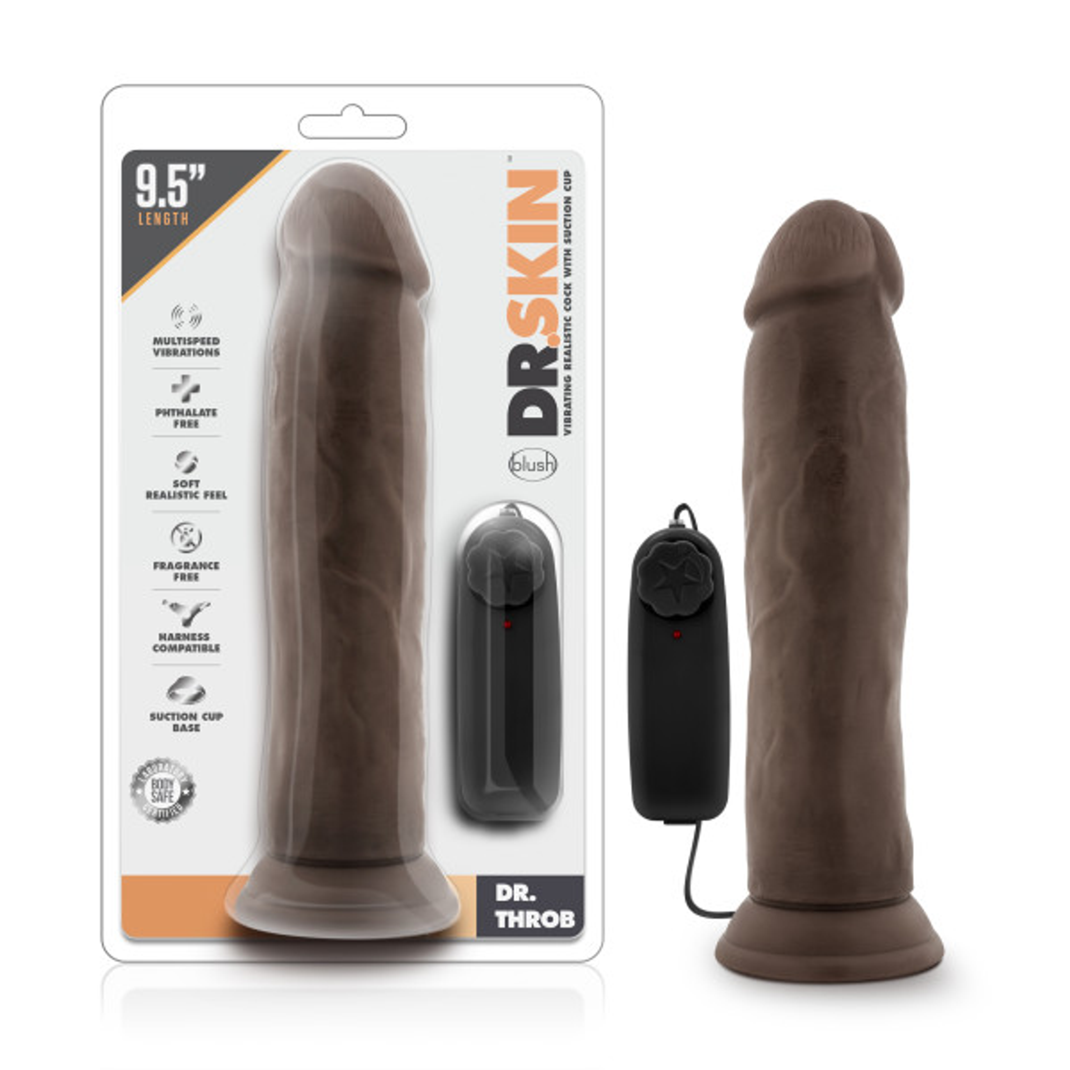 Dr. Skin Dr. Throb 9.5-Inch Vibrating Realistic Dildo