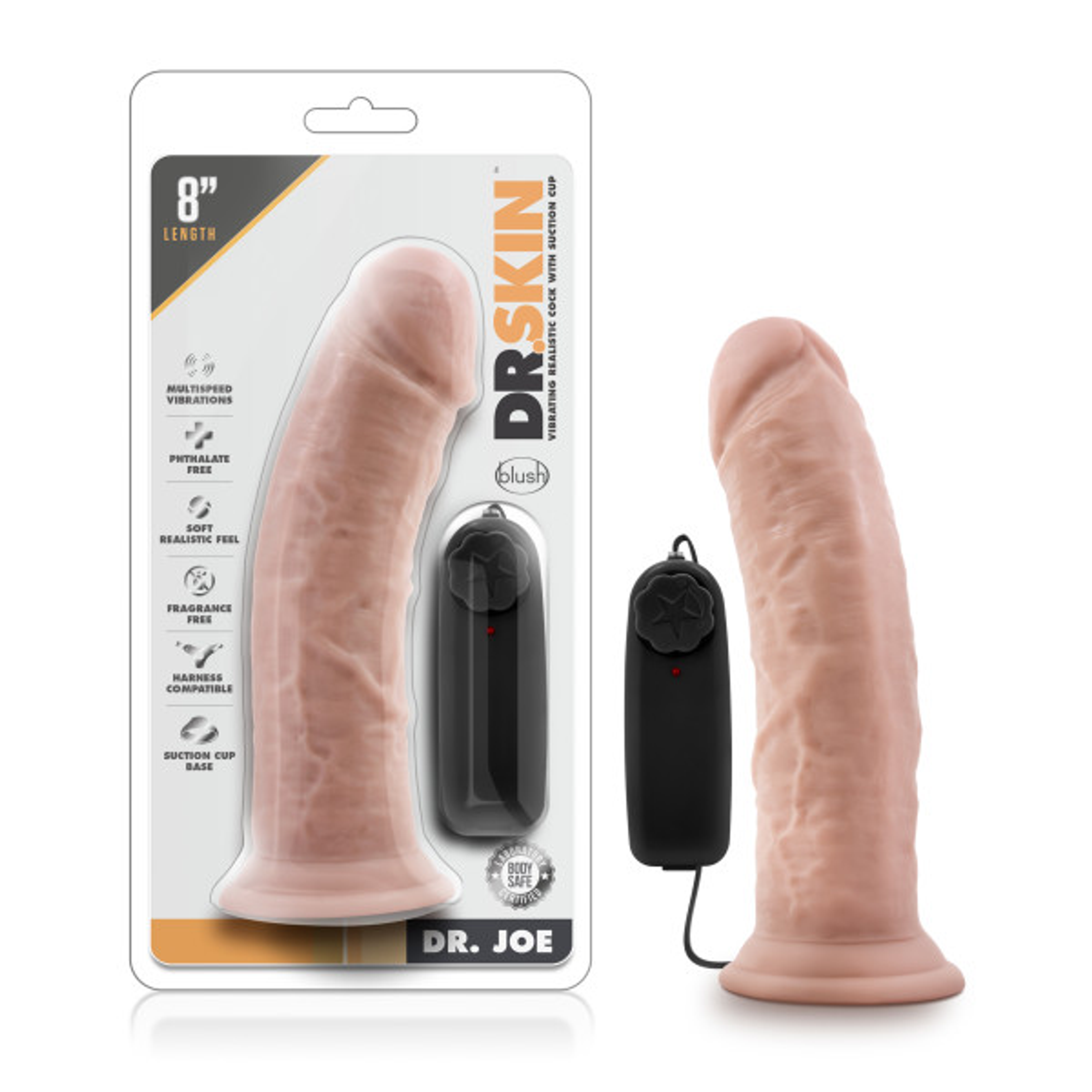 Dr. Skin Dr. Joe 8-Inch Vibrating Cock With Suction Cup Vanilla