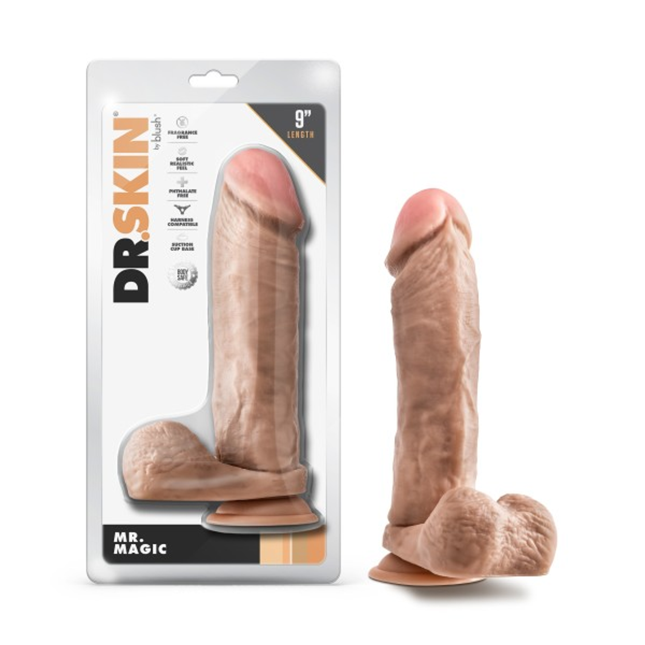 Dr. Skin Mr. Magic 9in Dildo With Balls Beige