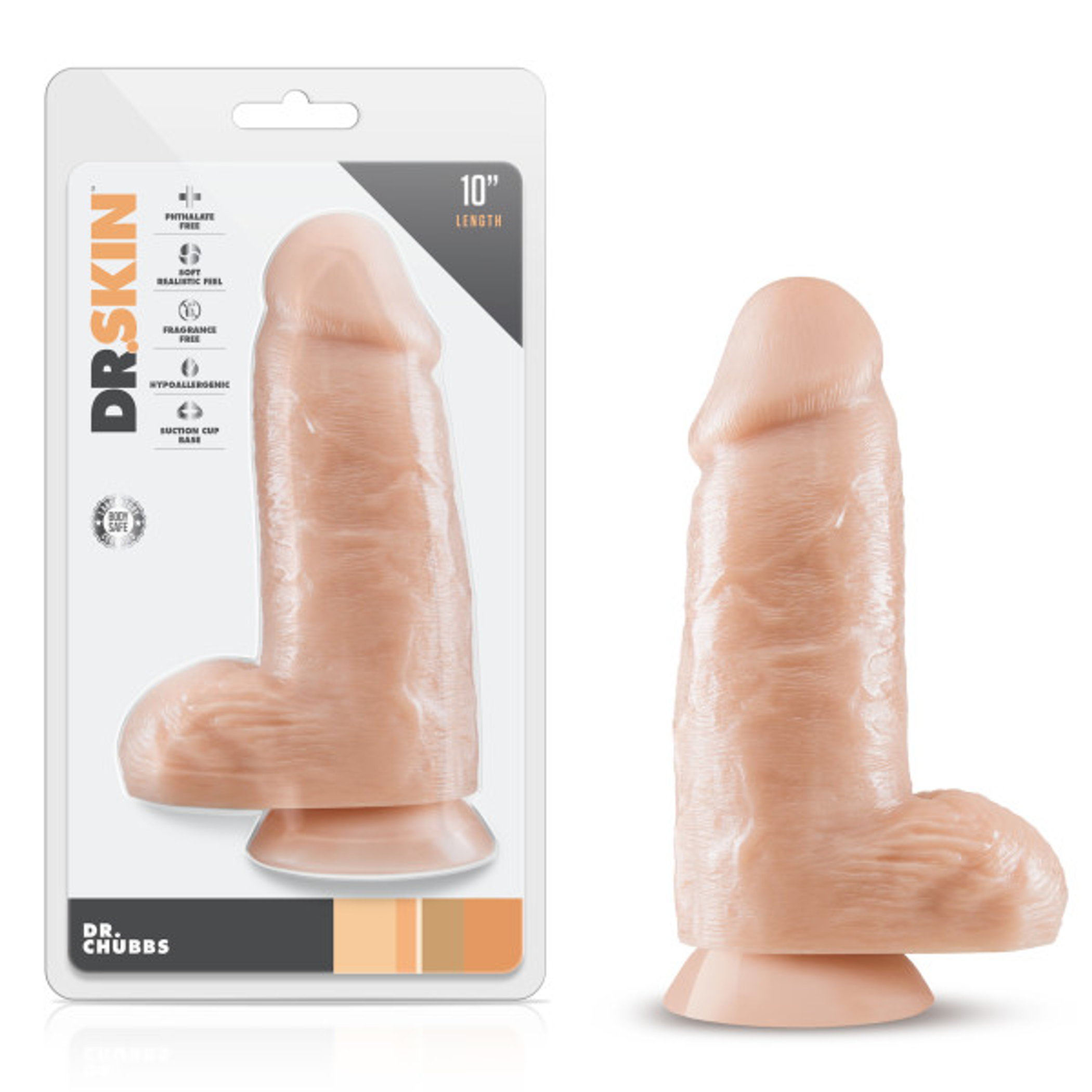 Dr. Skin Dr. Chubbs 10-Inch Suction Cup Dildo, Vanilla Beige