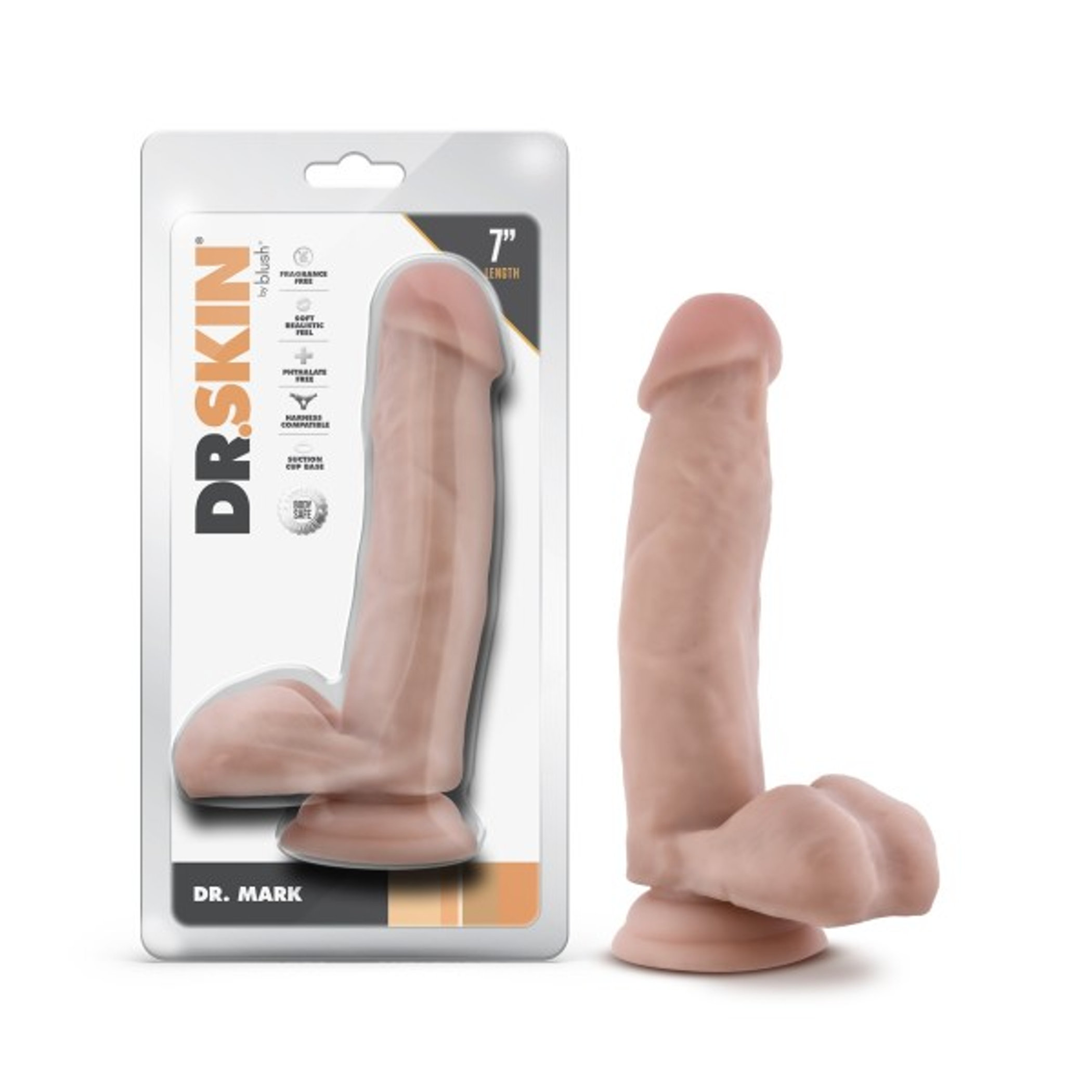7-Inch Silicone Dildo with Balls in Beige