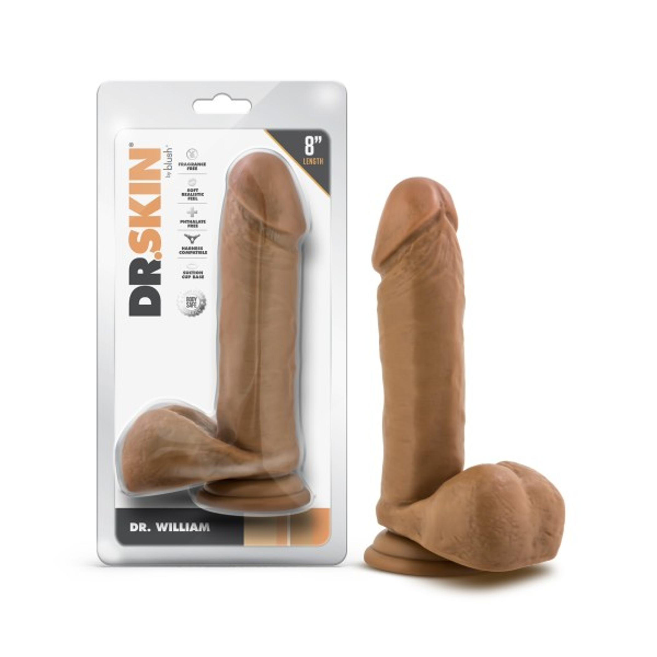 Dr. William 8-Inch Tan Silicone Dildo with Balls