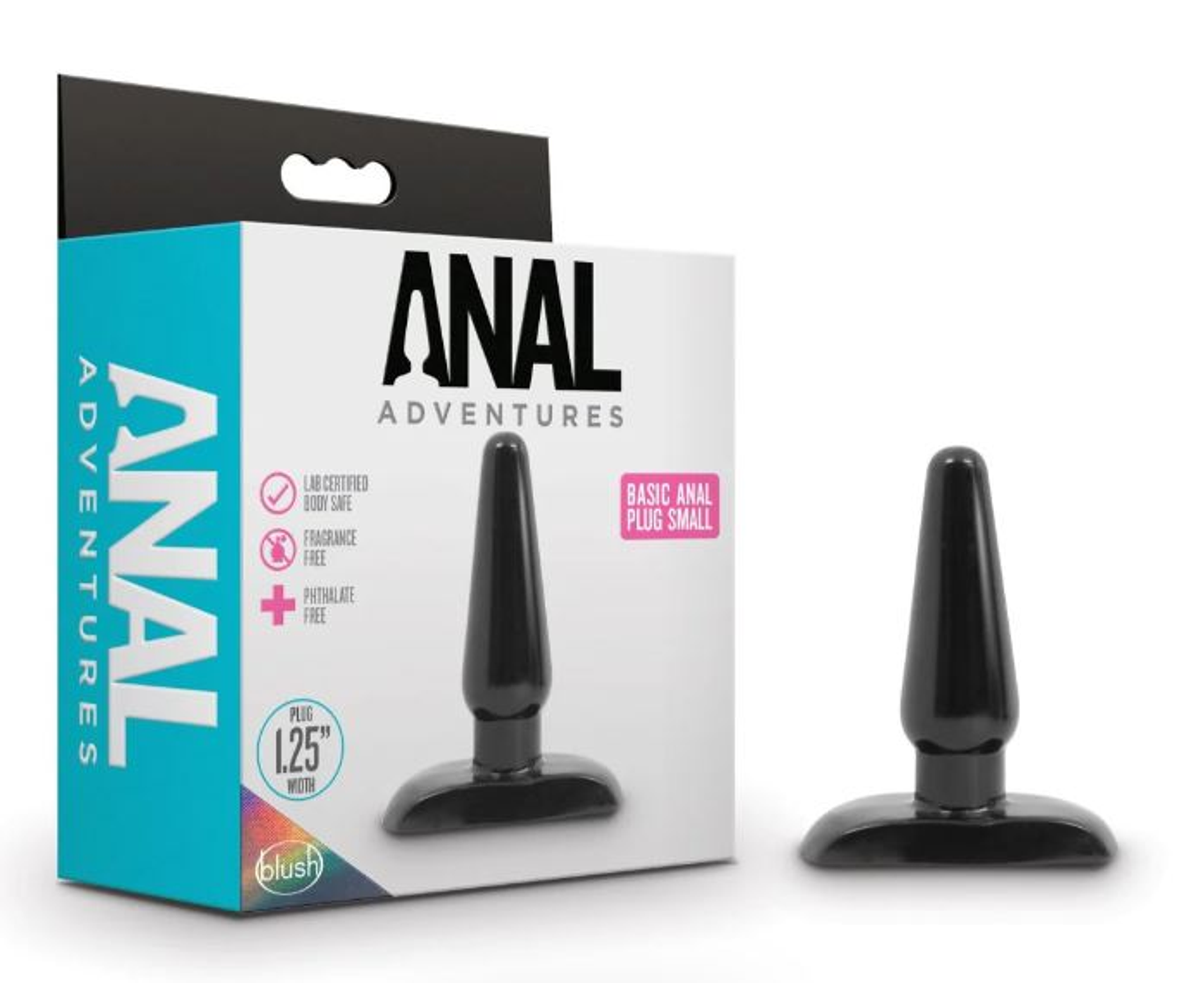 Anal Adventures Basic Anal Plug (Small, Black) – Starter Plug by Blush Novelties