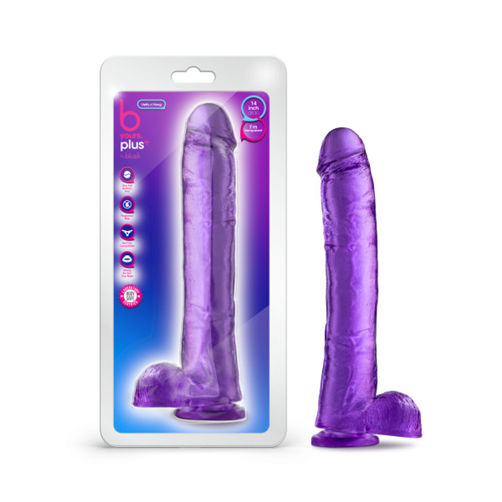 B Yours Plus Hefty 'N Hung Dildo - Purple