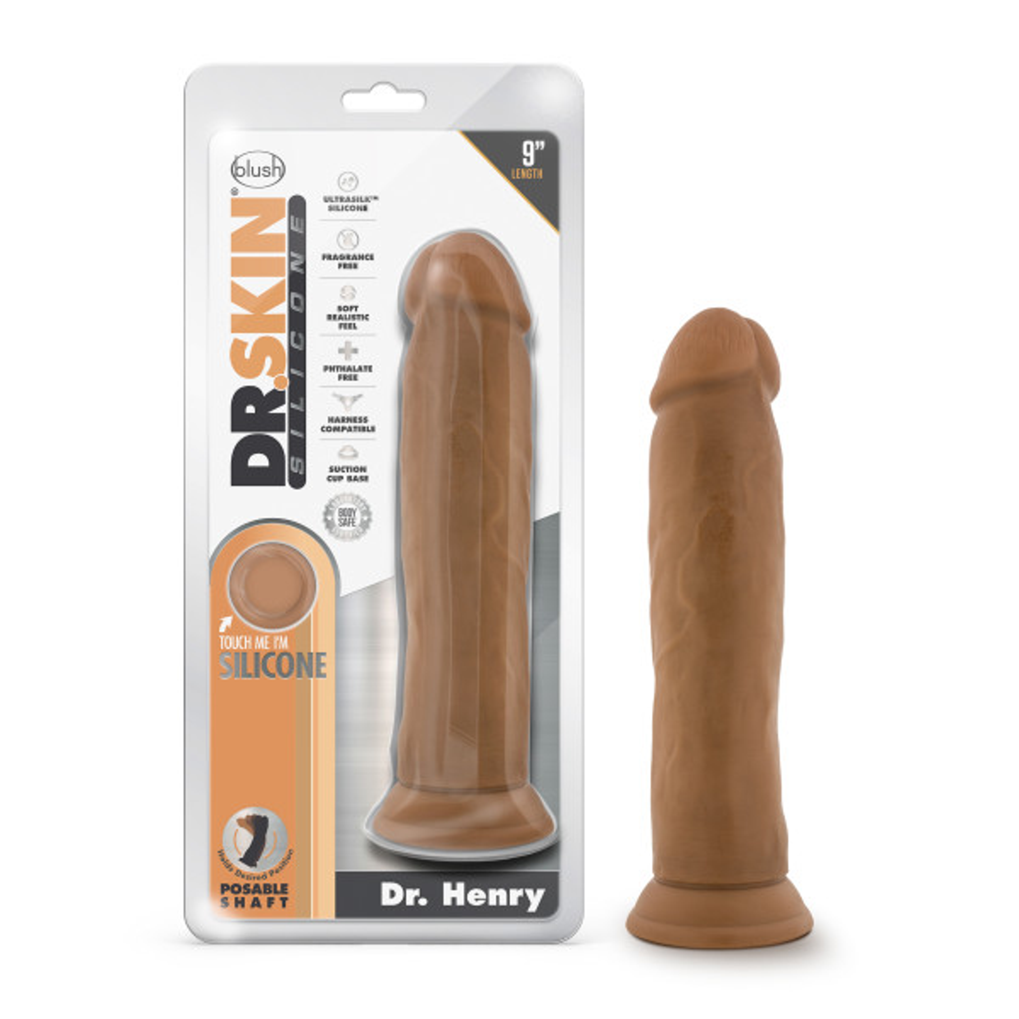 Dr Skin Silicone Dr Henry 9 Inch Dildo Mocha