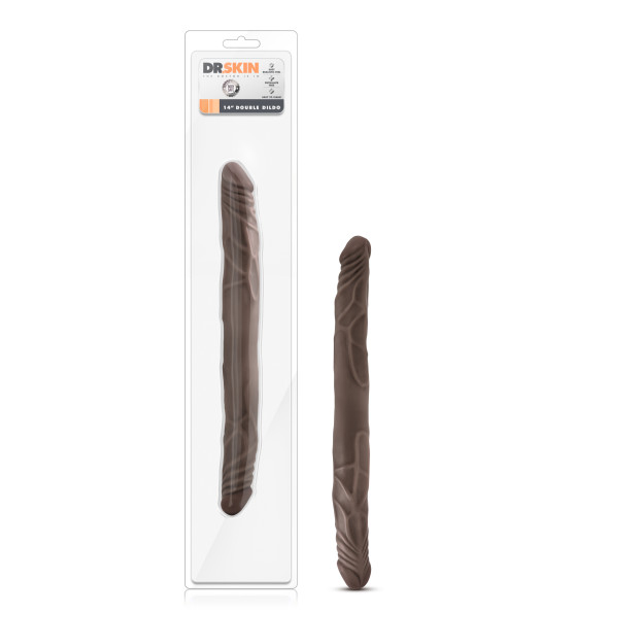 Dr. Skin 14-Inch Double Dildo, Chocolate