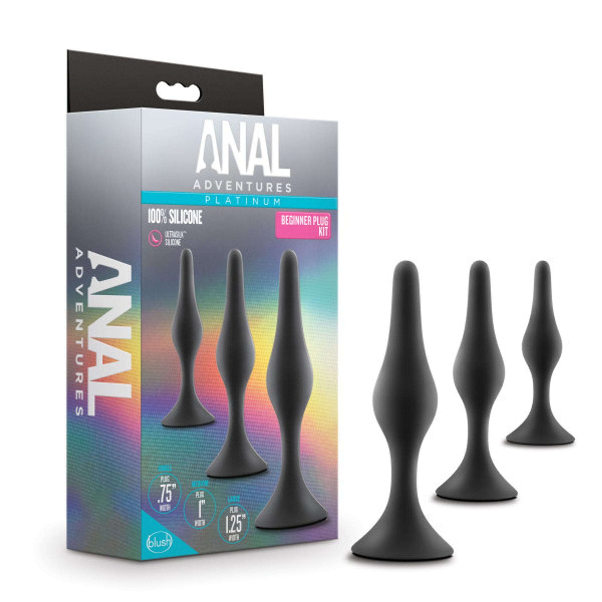 Anal Adventures Beginner Plug Kit Black – Starter Set for Couples