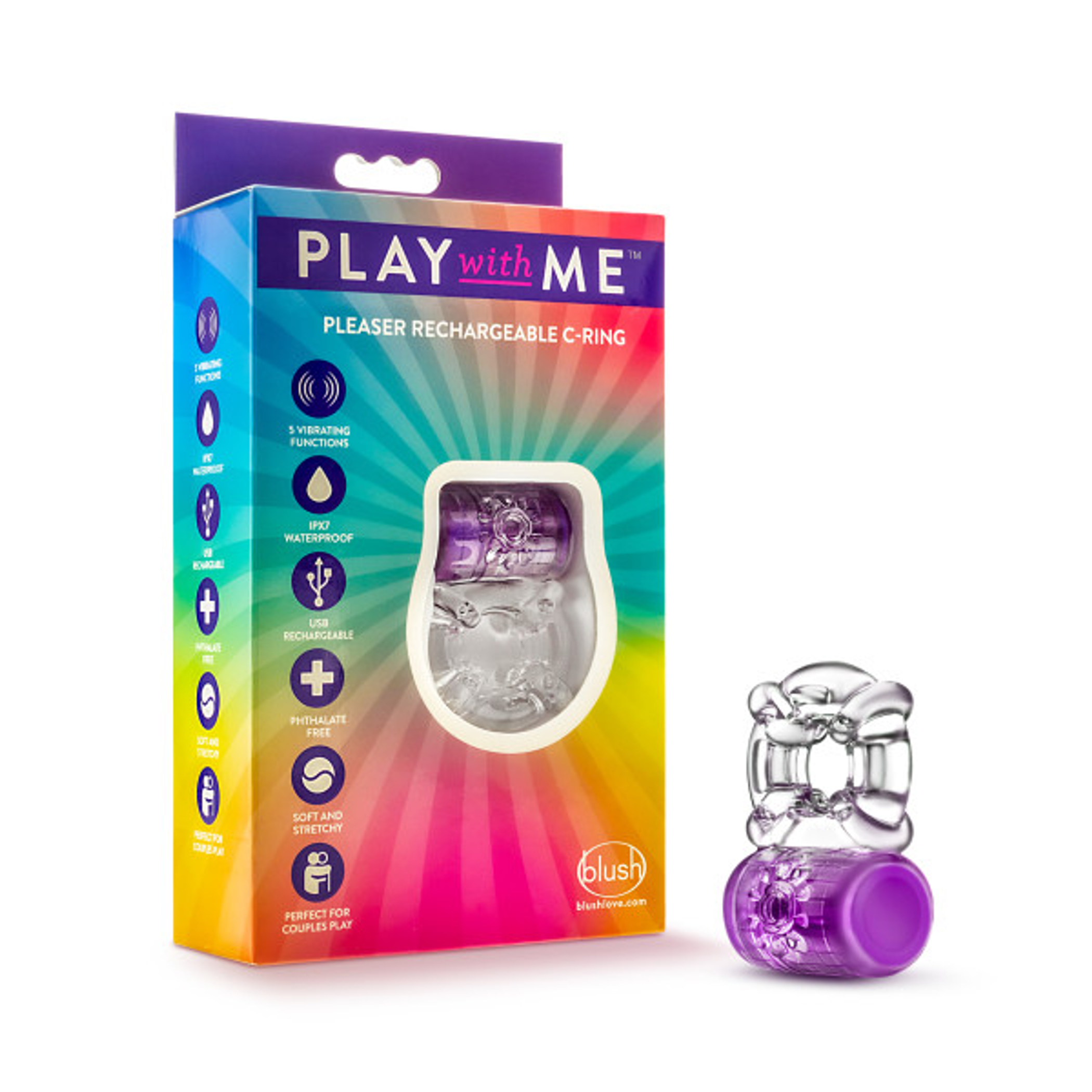 Play With Me Pleaser C-Ring Purple Rechargeable | Blush